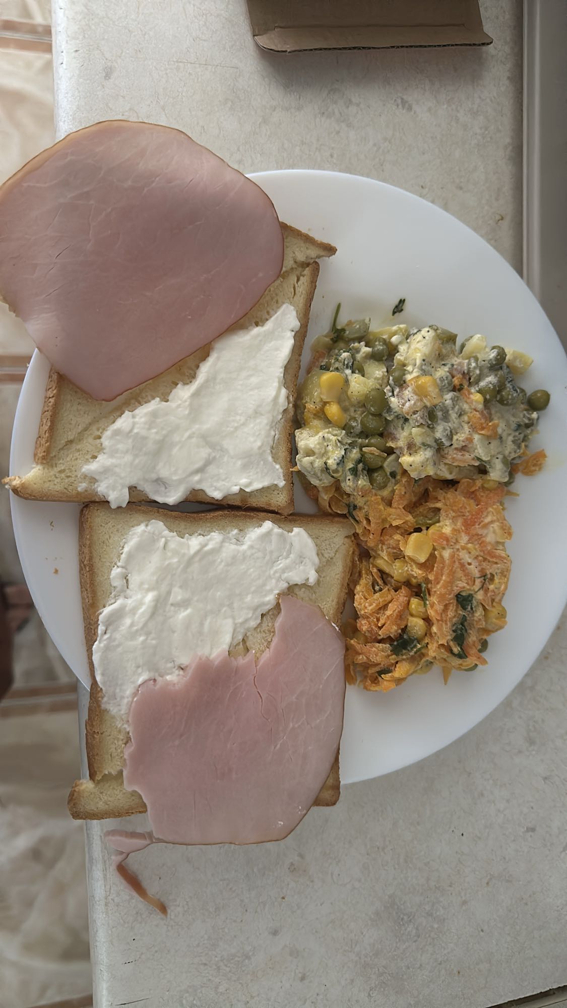 Ham Veggie Toast Plate
