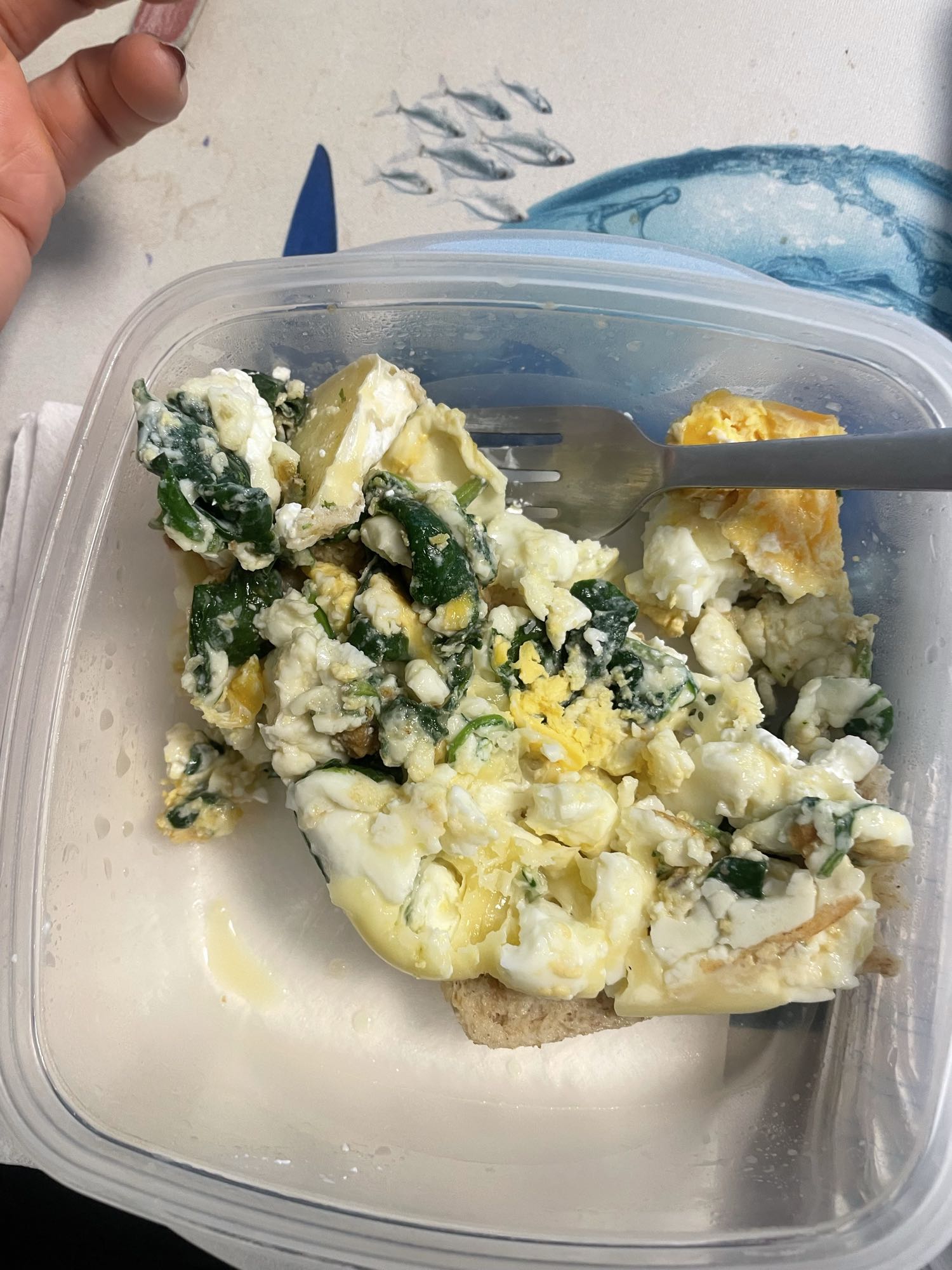 Revuelto de huevo con espinaca