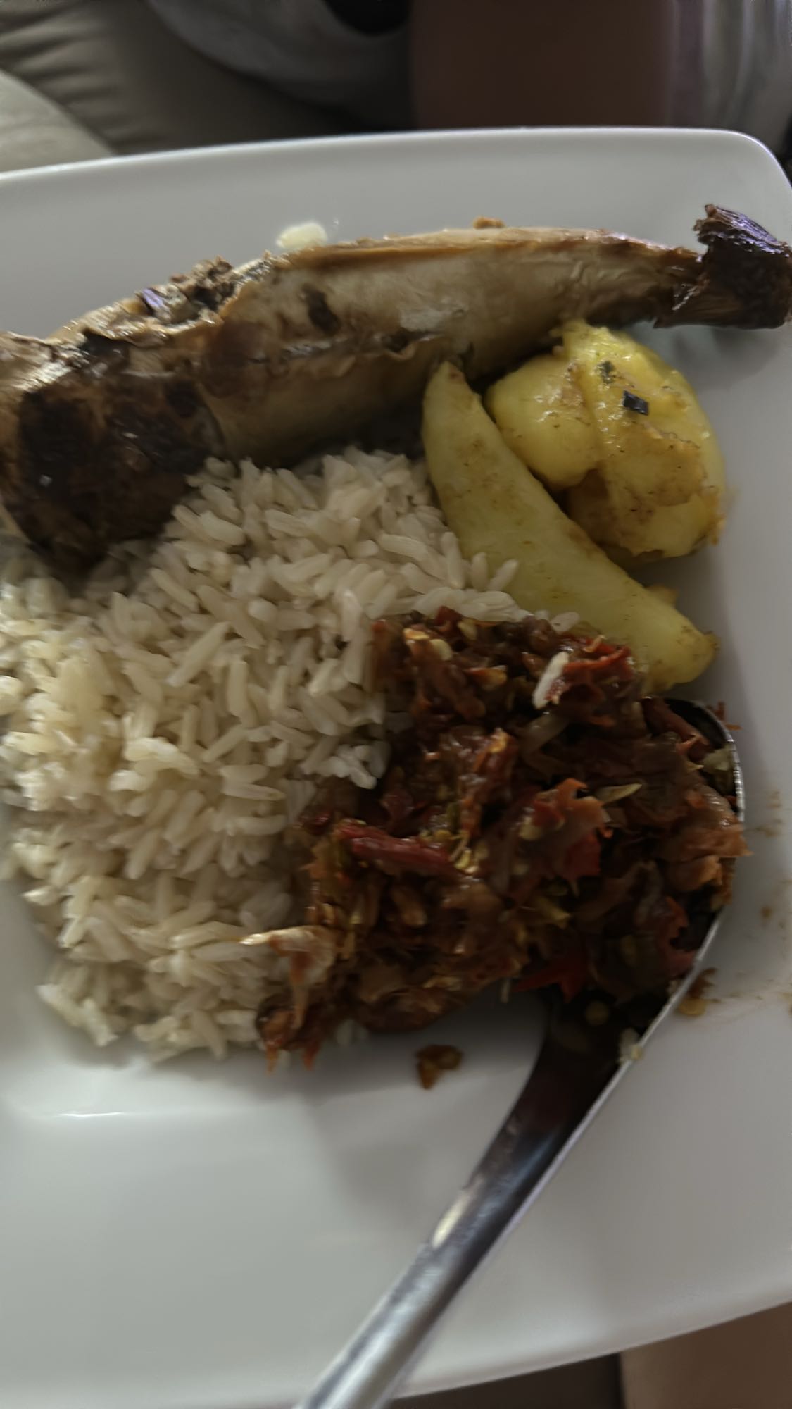 Rijst met vis en groenten