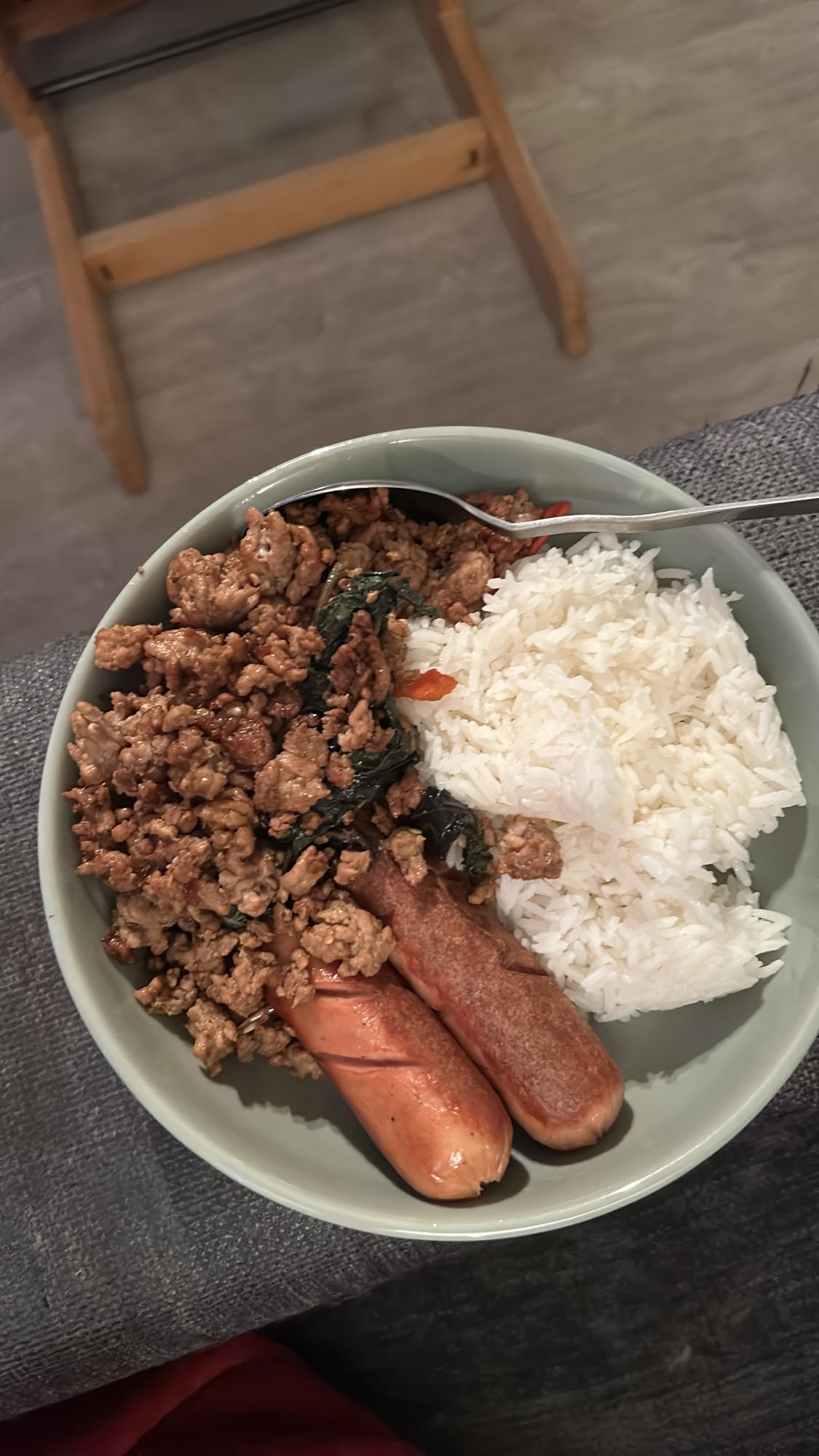 Kjøttdeig med ris og pølse