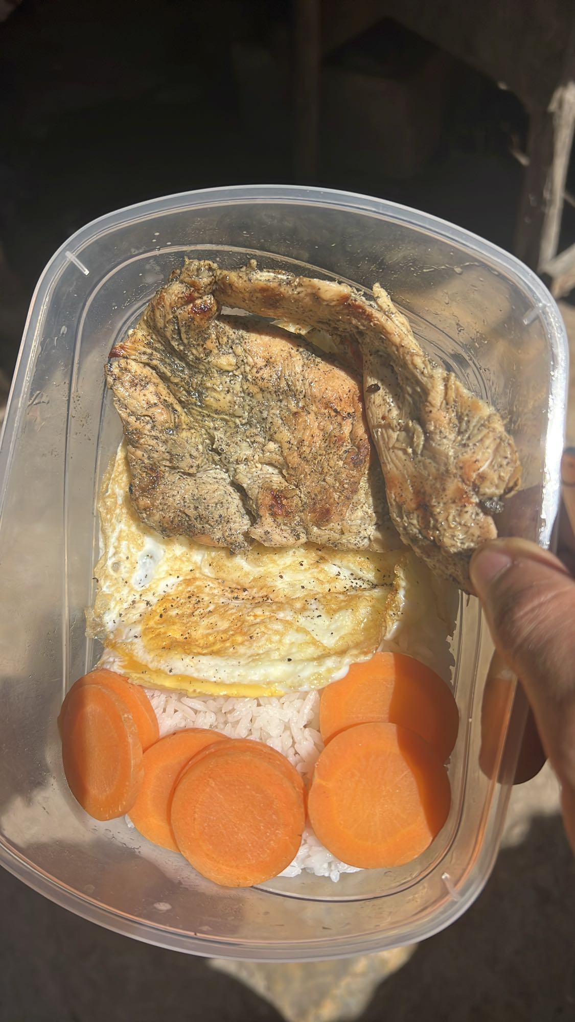 Chuleta con arroz y zanahoria