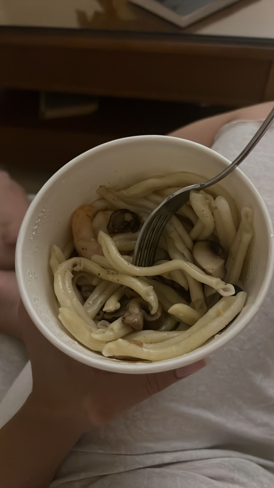 Паста с грибами и креветками