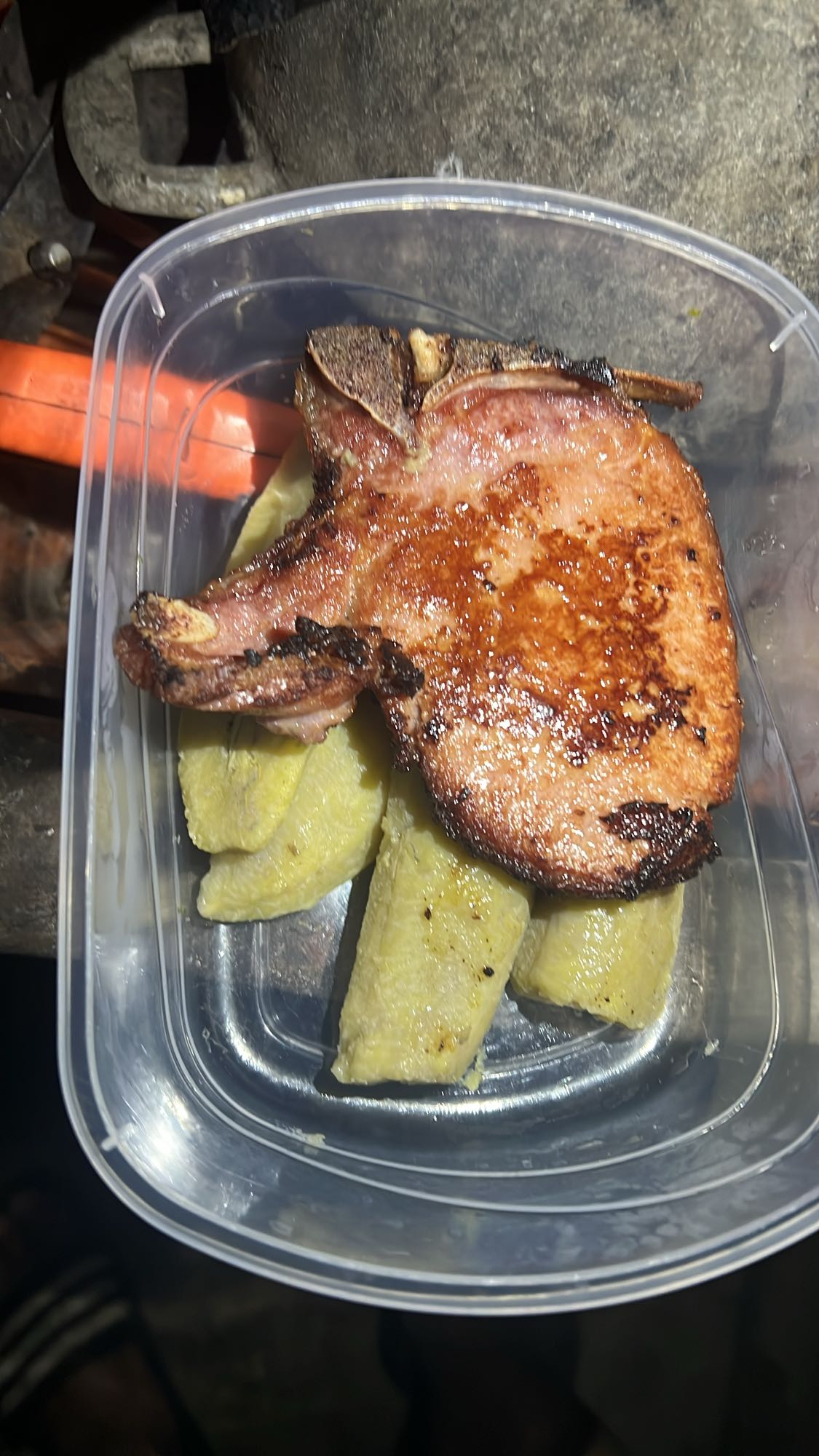 Chuleta con plátano