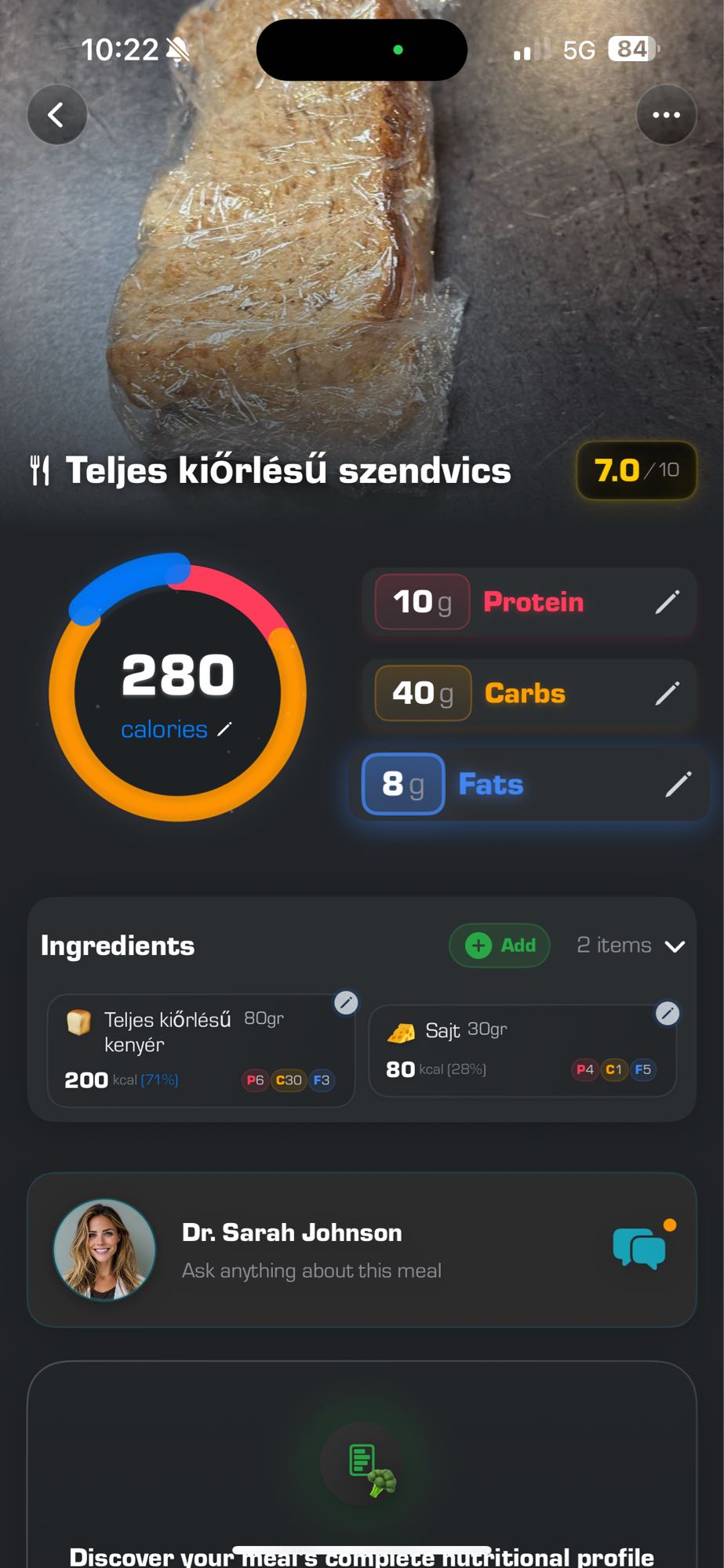 Teljes kiőrlésű szendvics