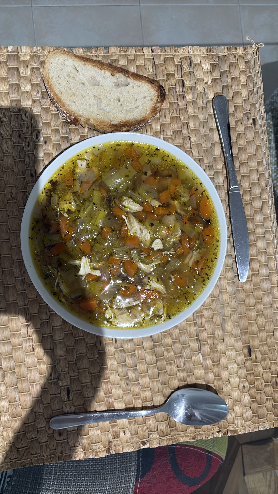 Chicken veggie soup & bread