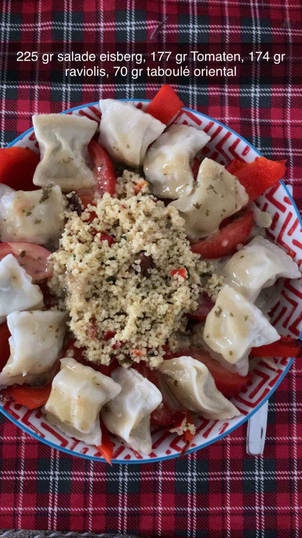 Salade raviolis taboulé