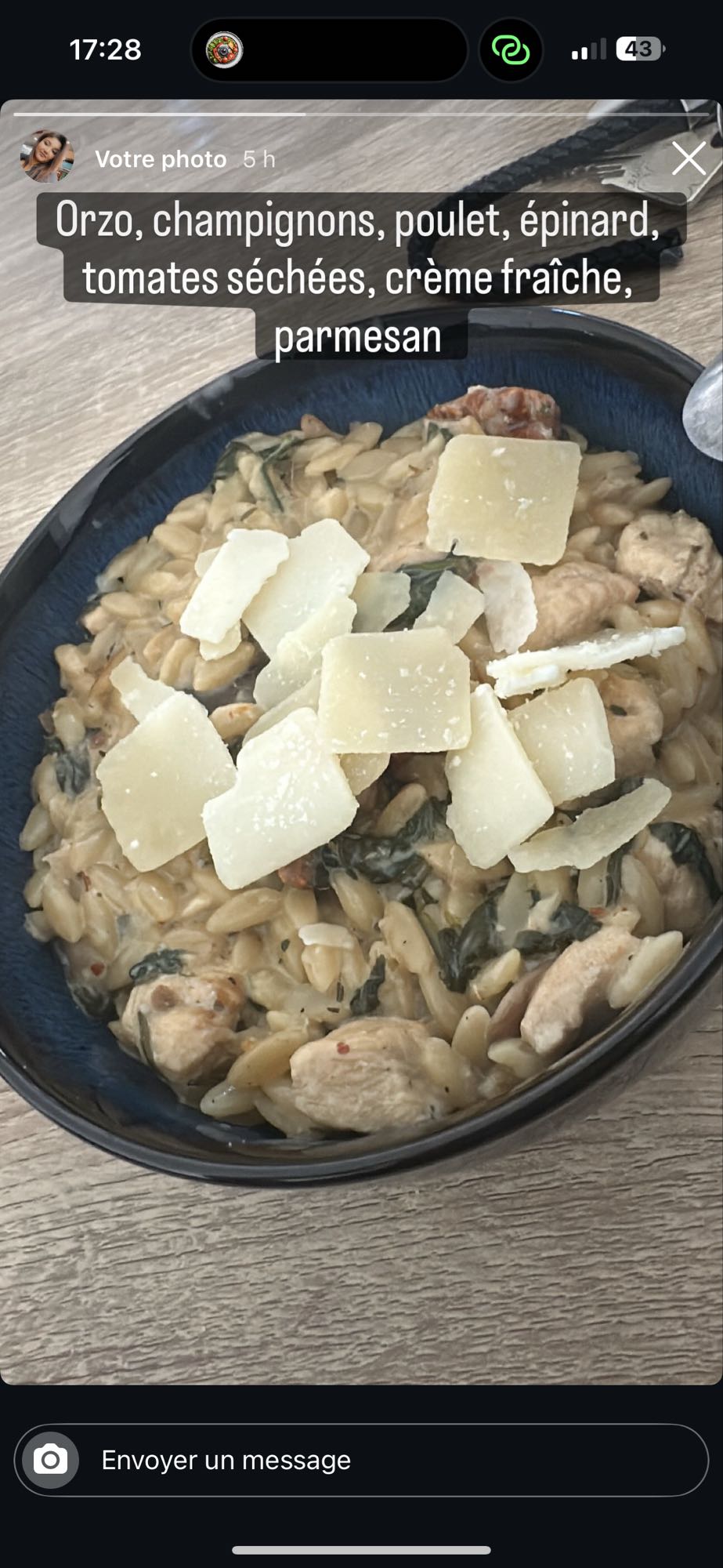 Orzo au poulet crémeux
