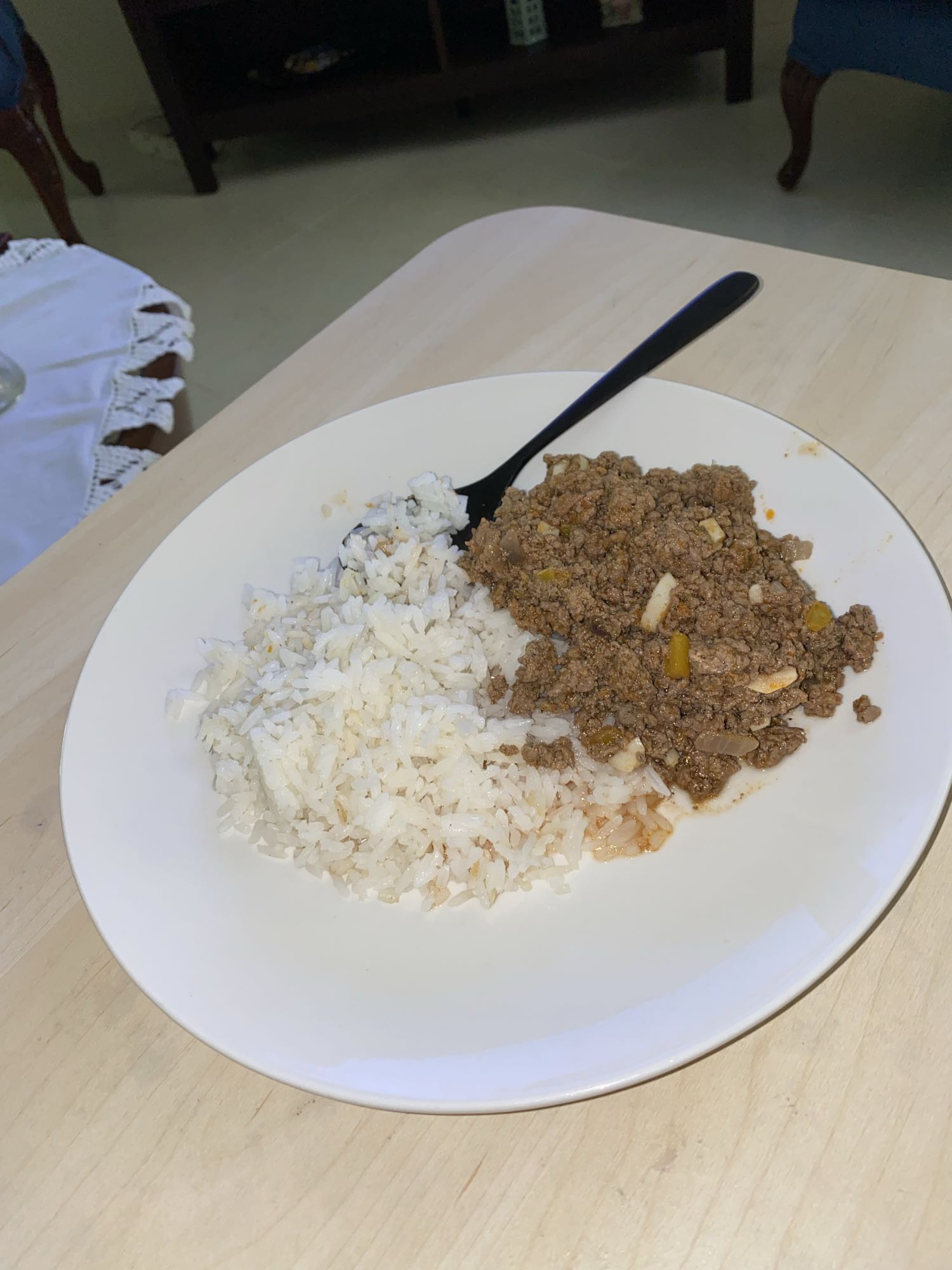 Arroz con carne molida