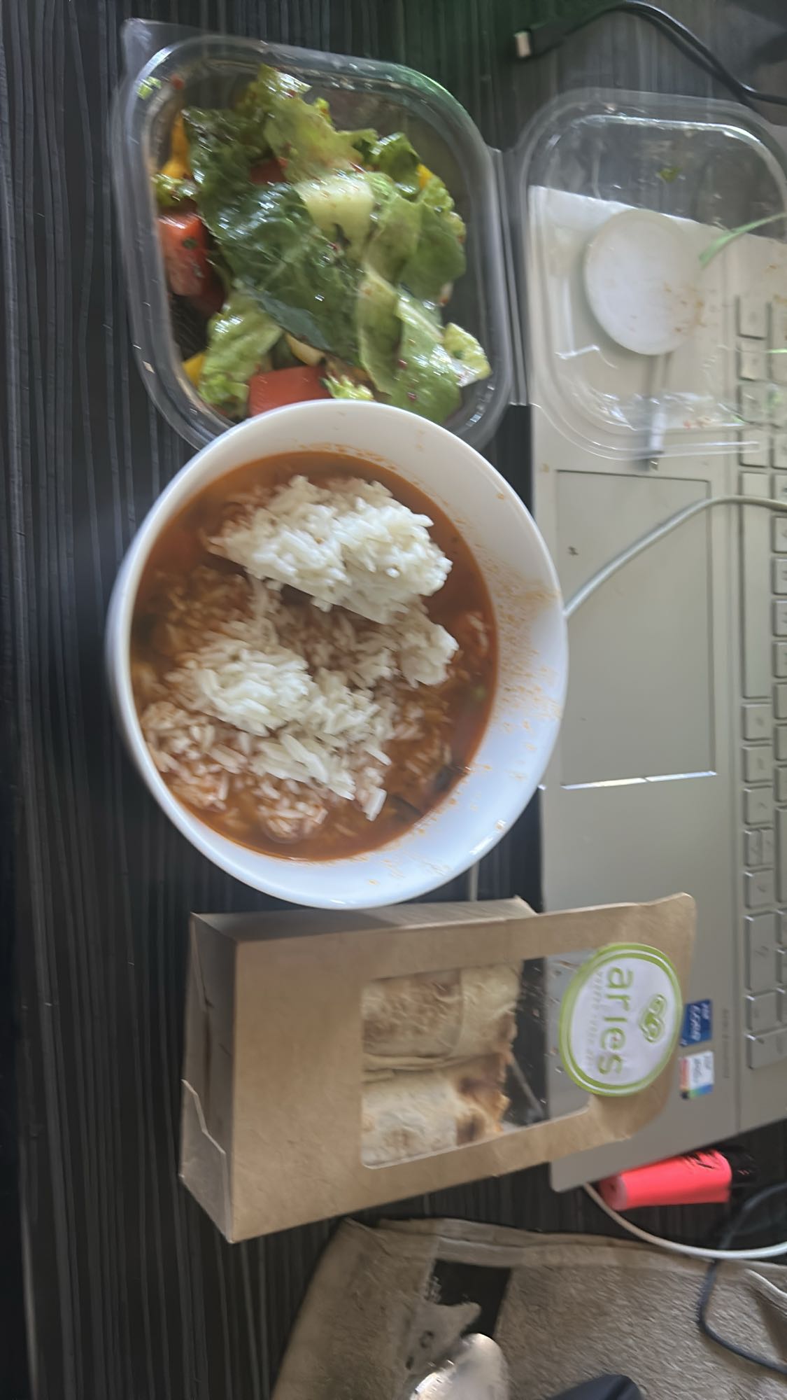 Rice with Solyanka and Chicken Kebab Wrap