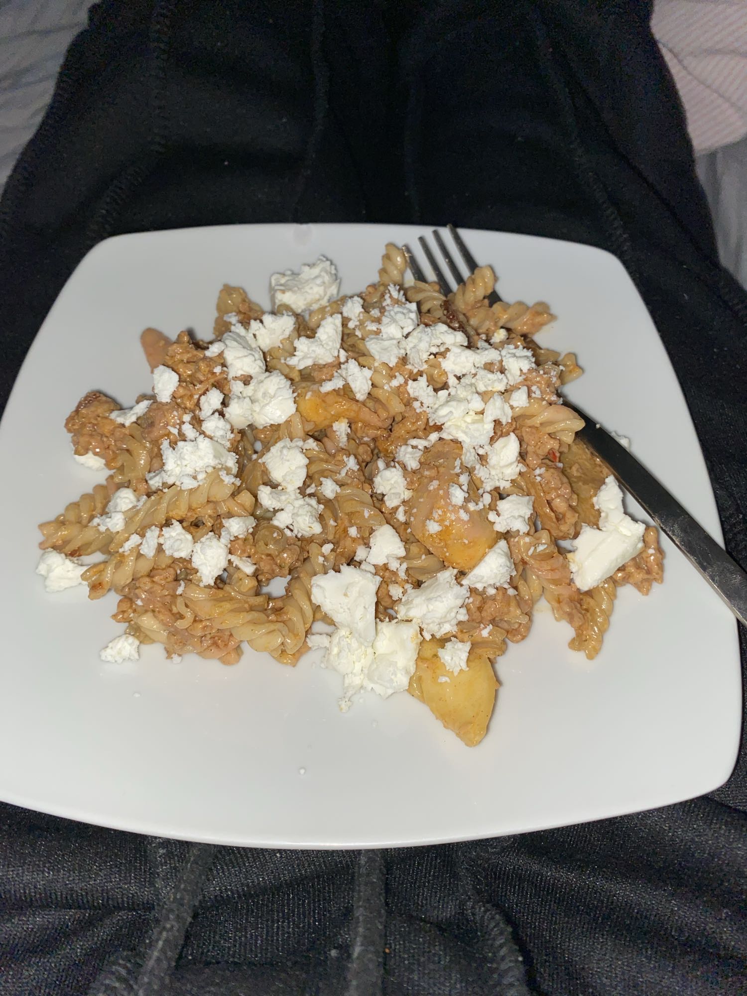 Pasta met gehakt en feta