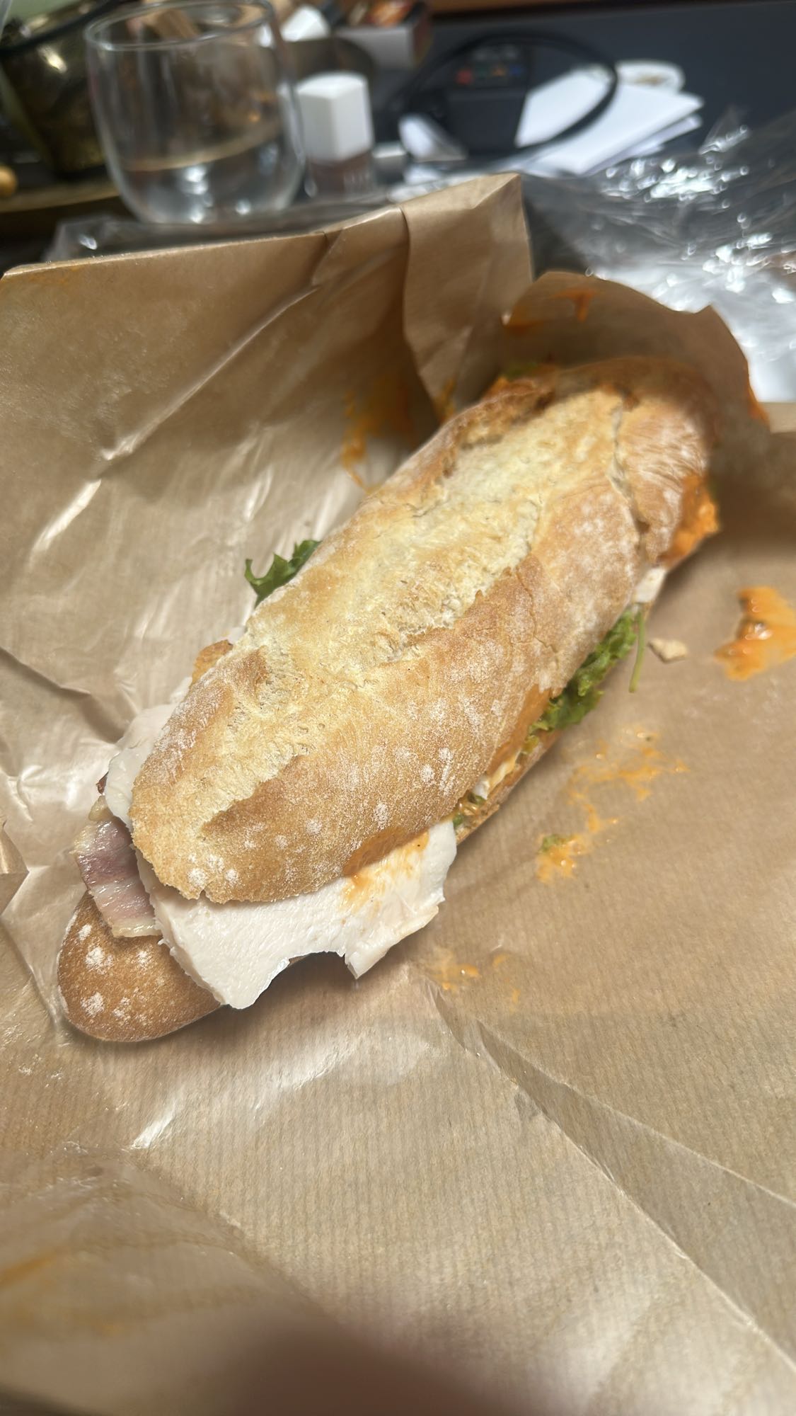 Chicken baguette sandwich