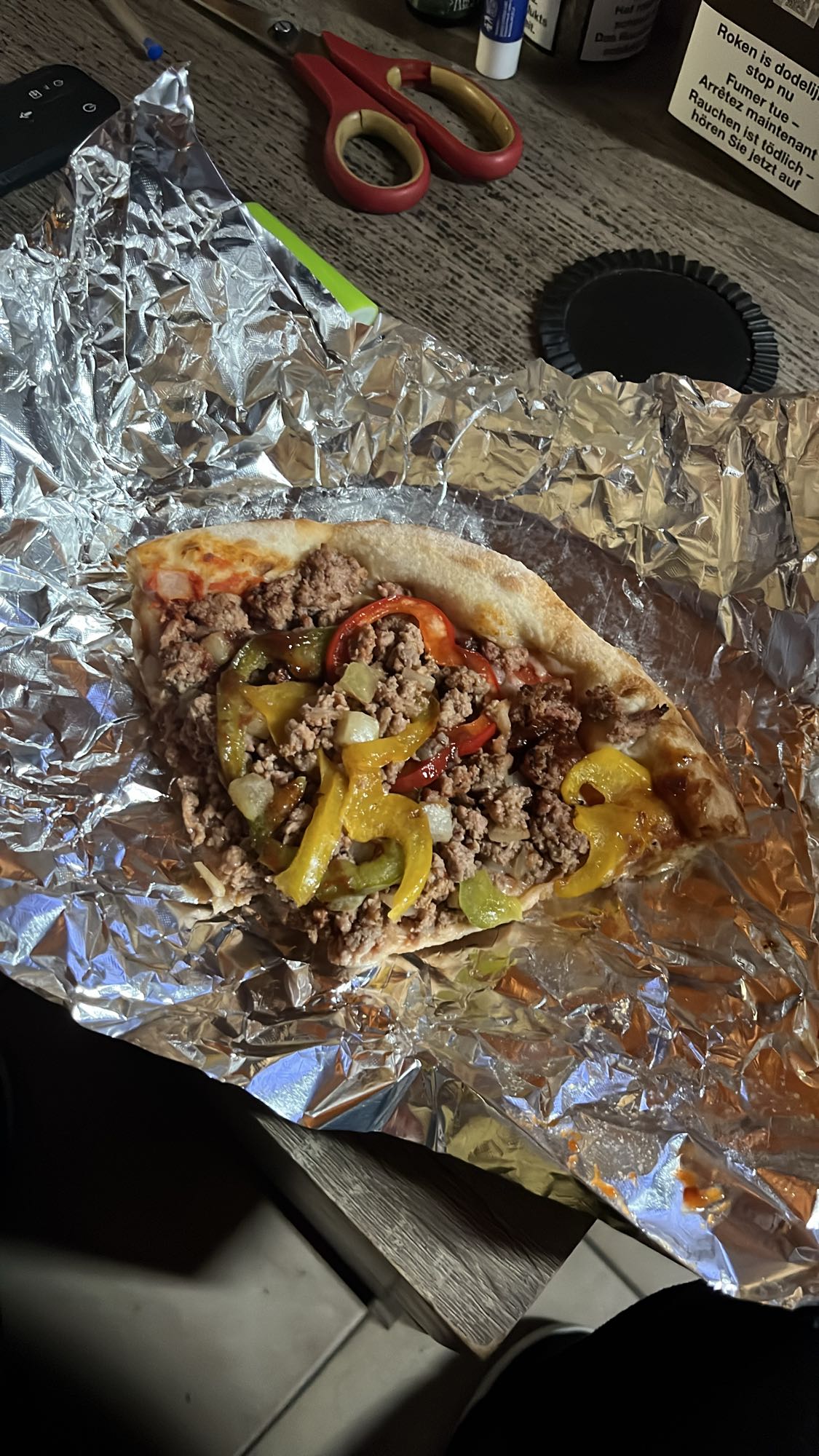 Pizza viande et poivrons