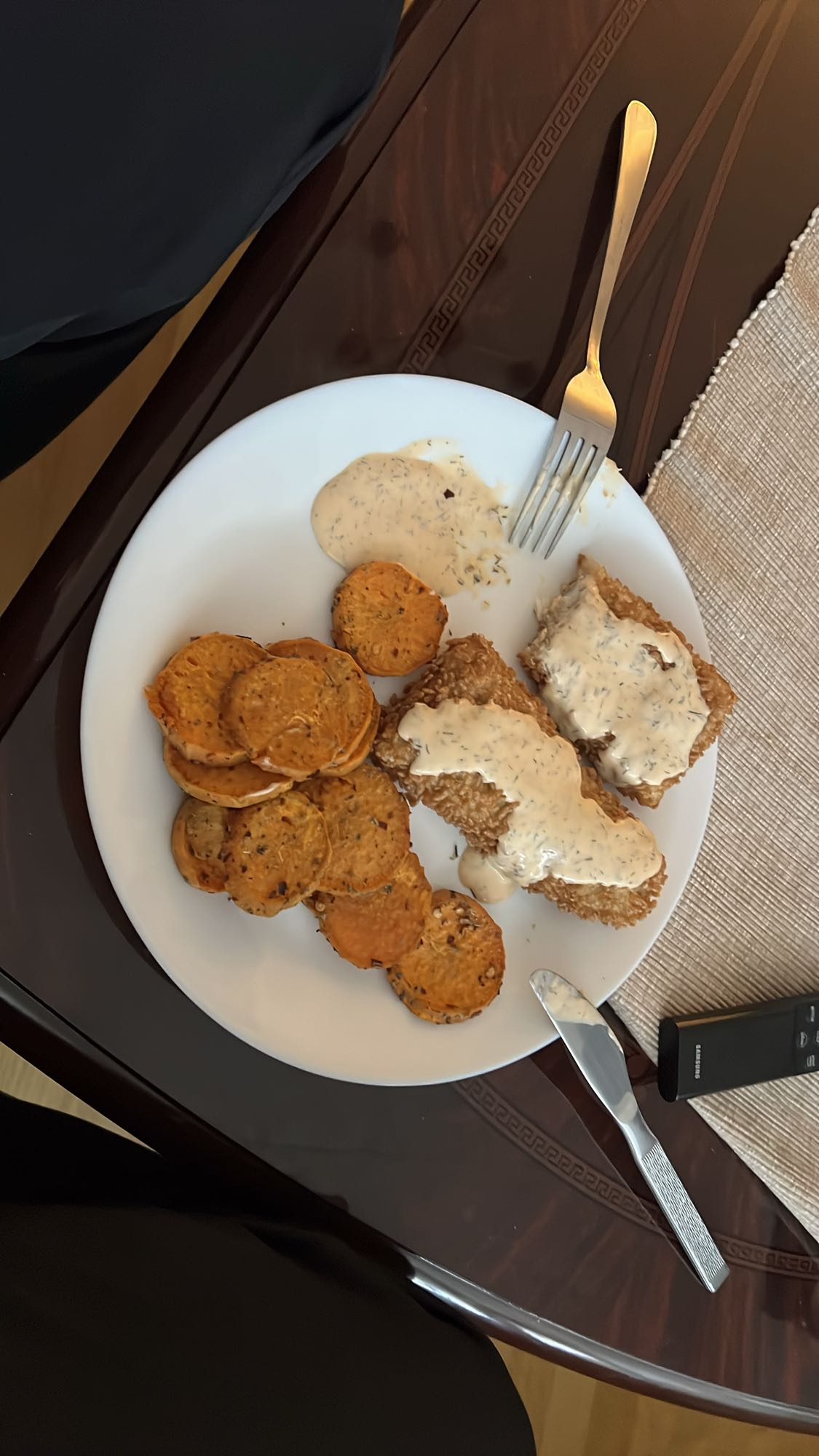 Sötpotatis & panerad fisk