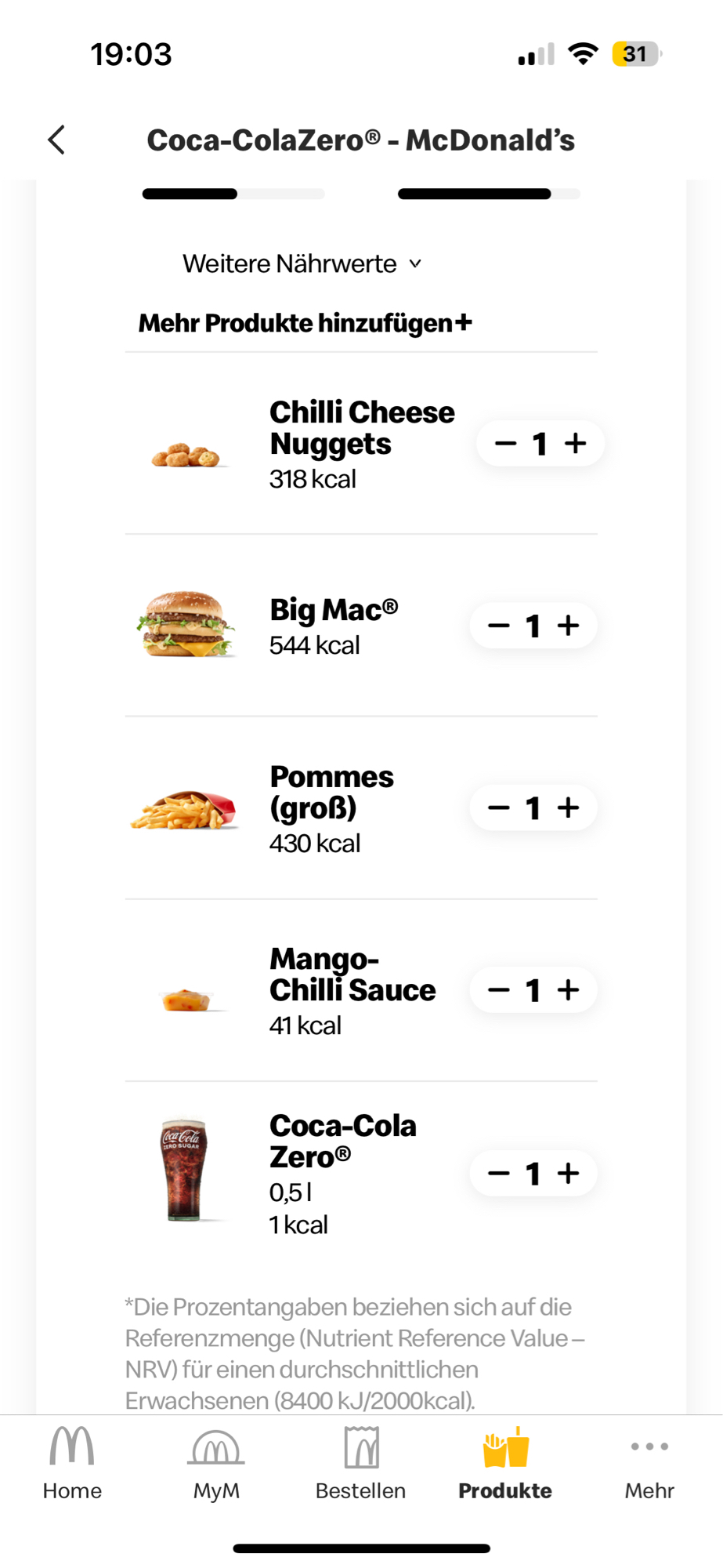 McDonald's Menü groß