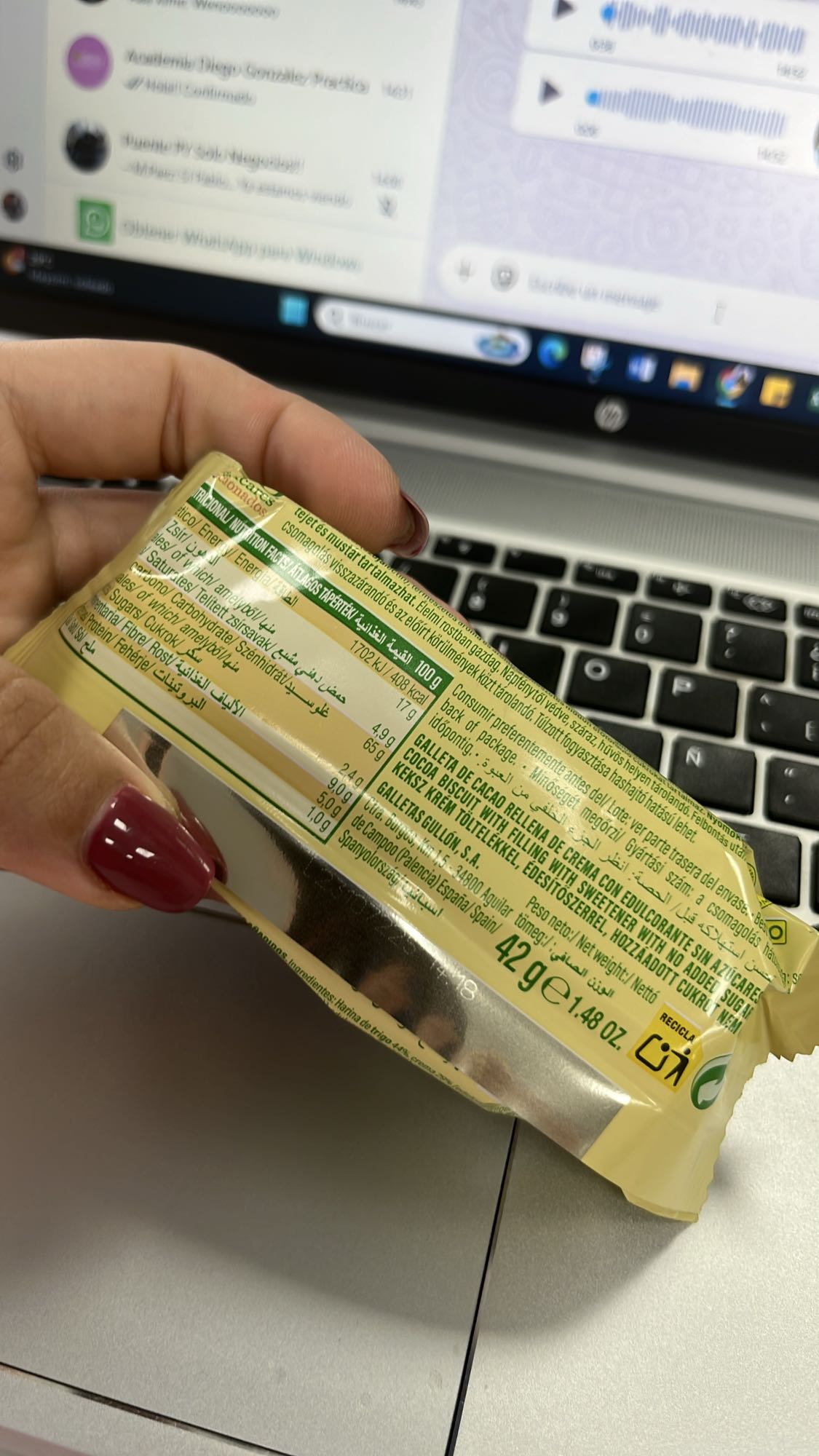 Galleta cacao sin azúcar