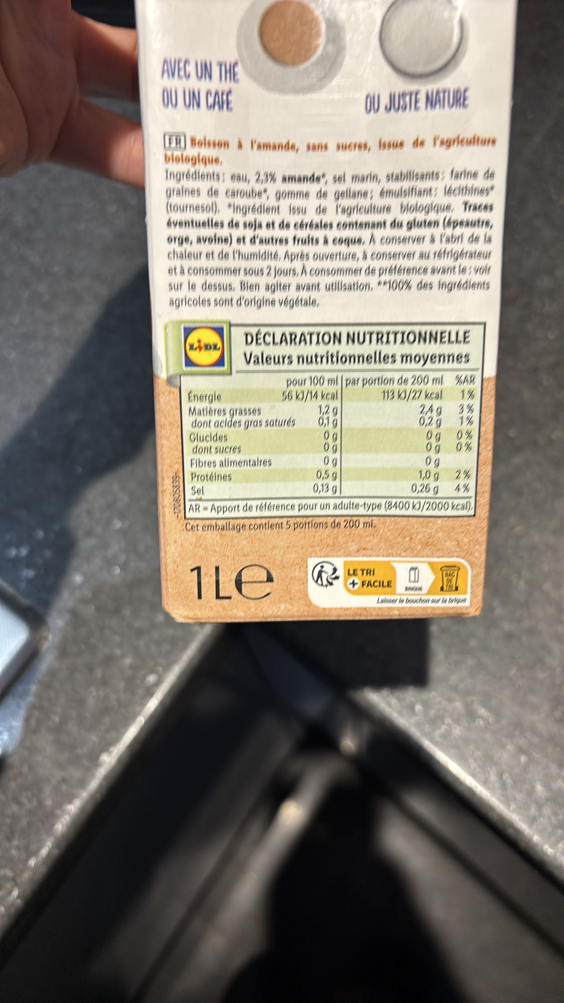 Lait d'amande nature bio