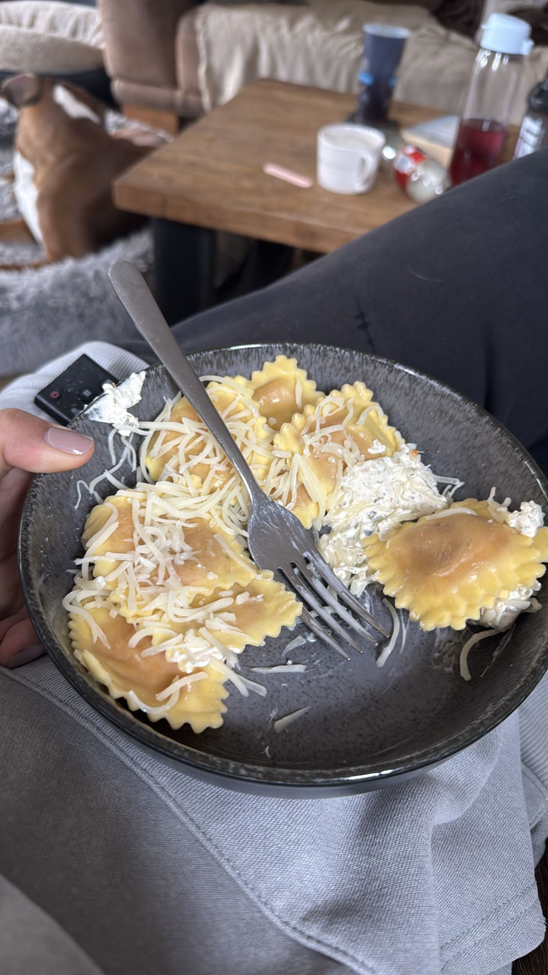 Ravioli mit Ricola und getrockneten Tomaten, chili