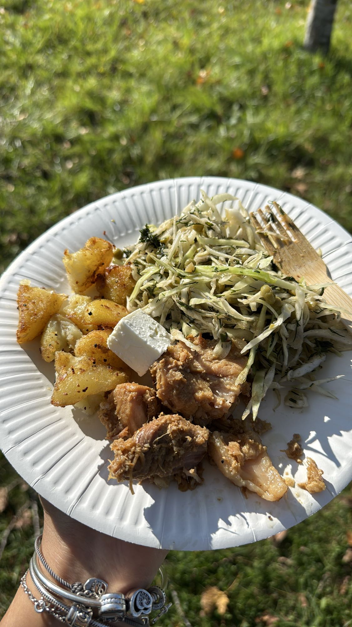 Poulet, salade et pommes