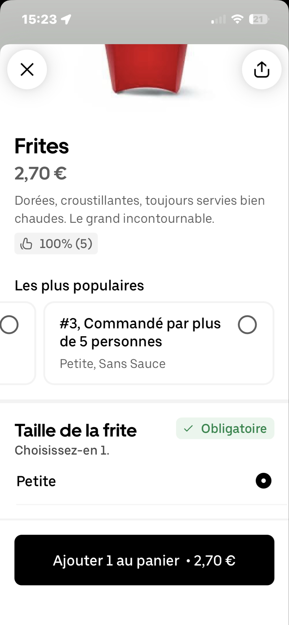 Petite portion de frites