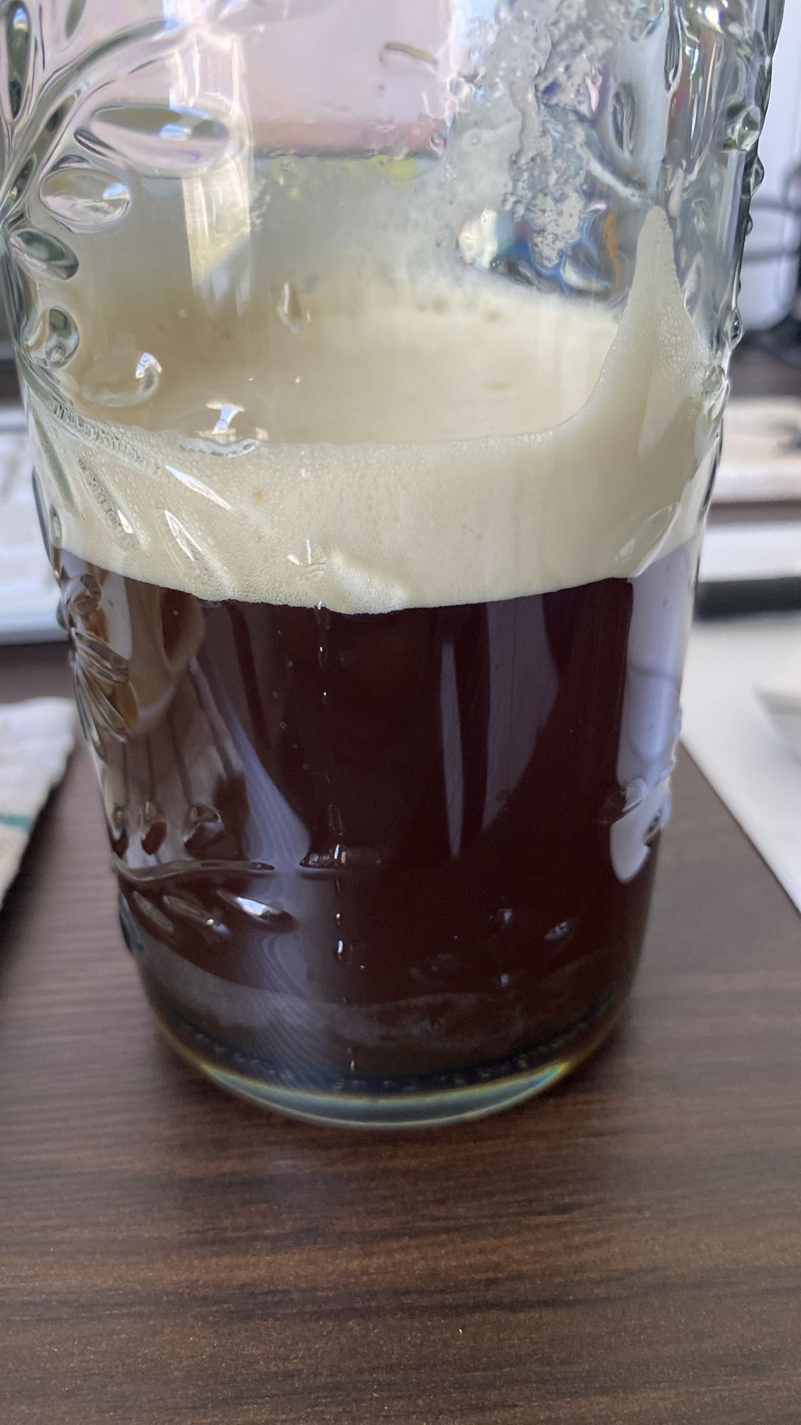 Black coffee with foam