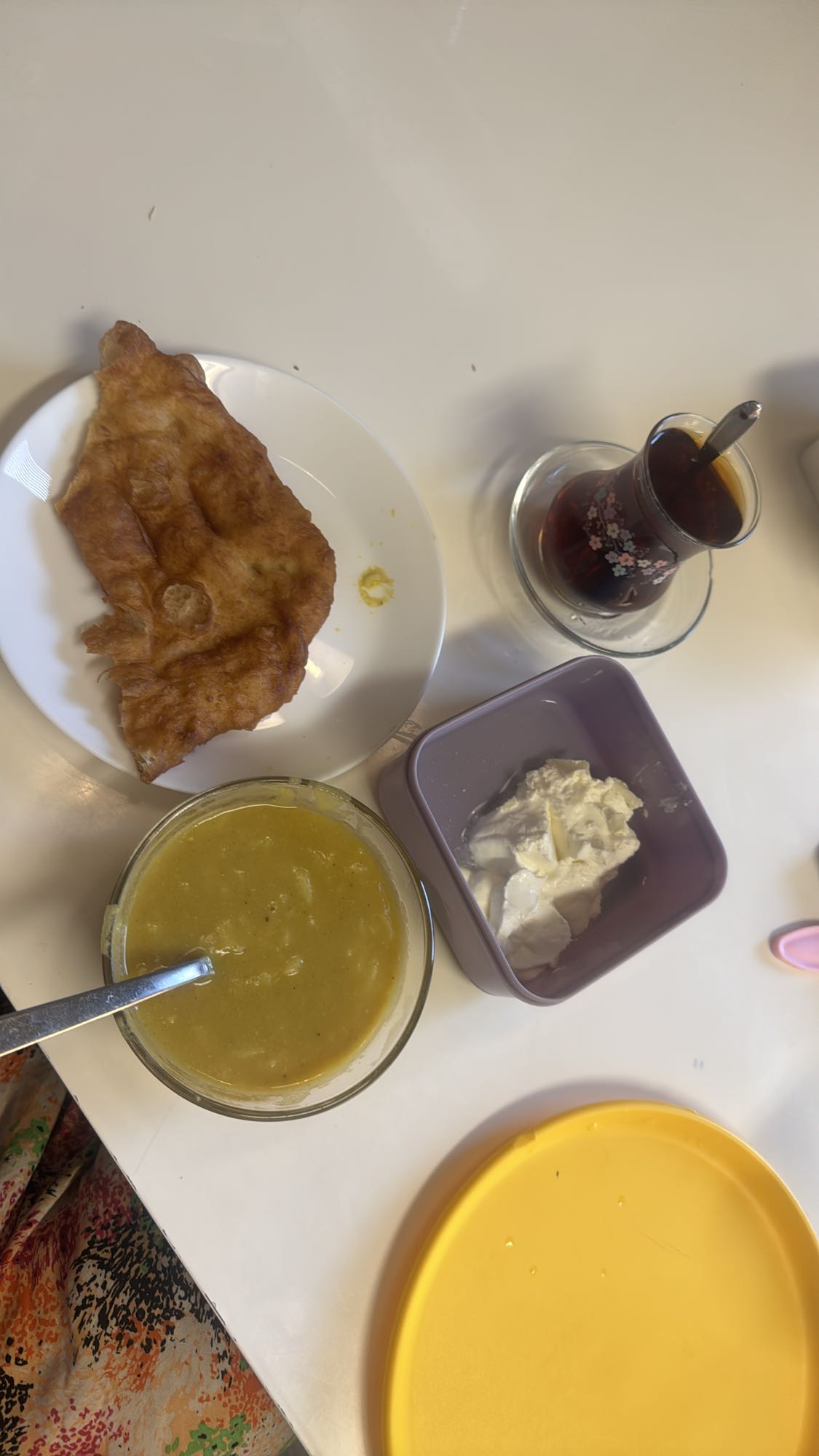 Friterat bröd med soppa