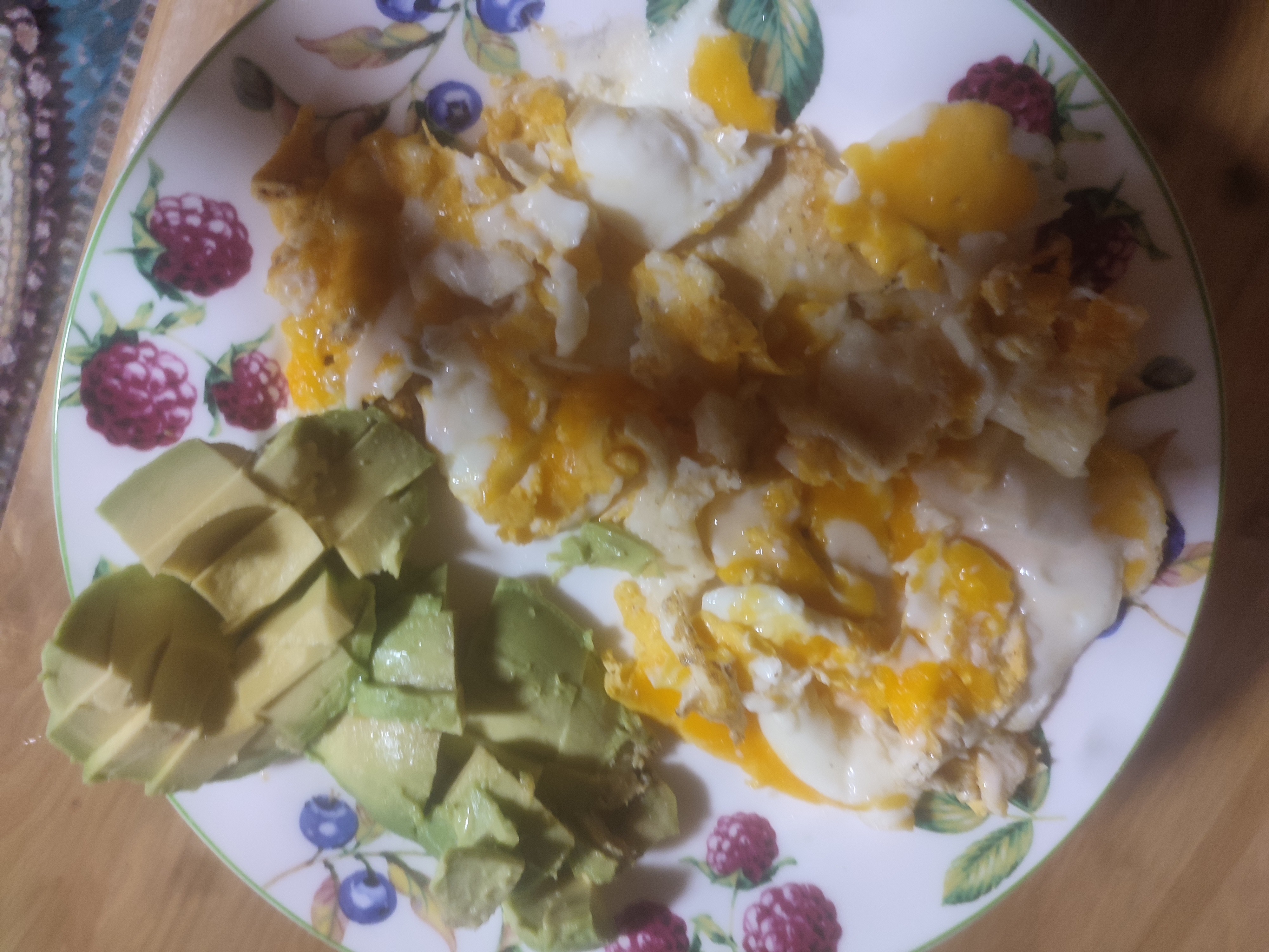 Eggs with cheese and avocado