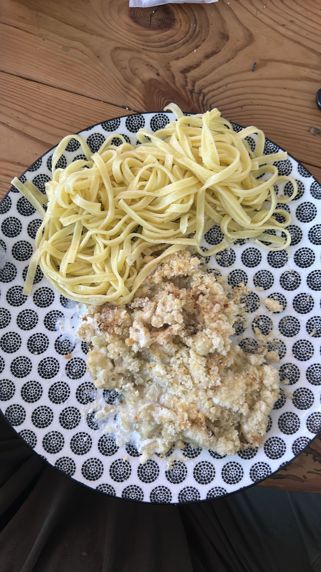 Pâtes et gratin crémeux