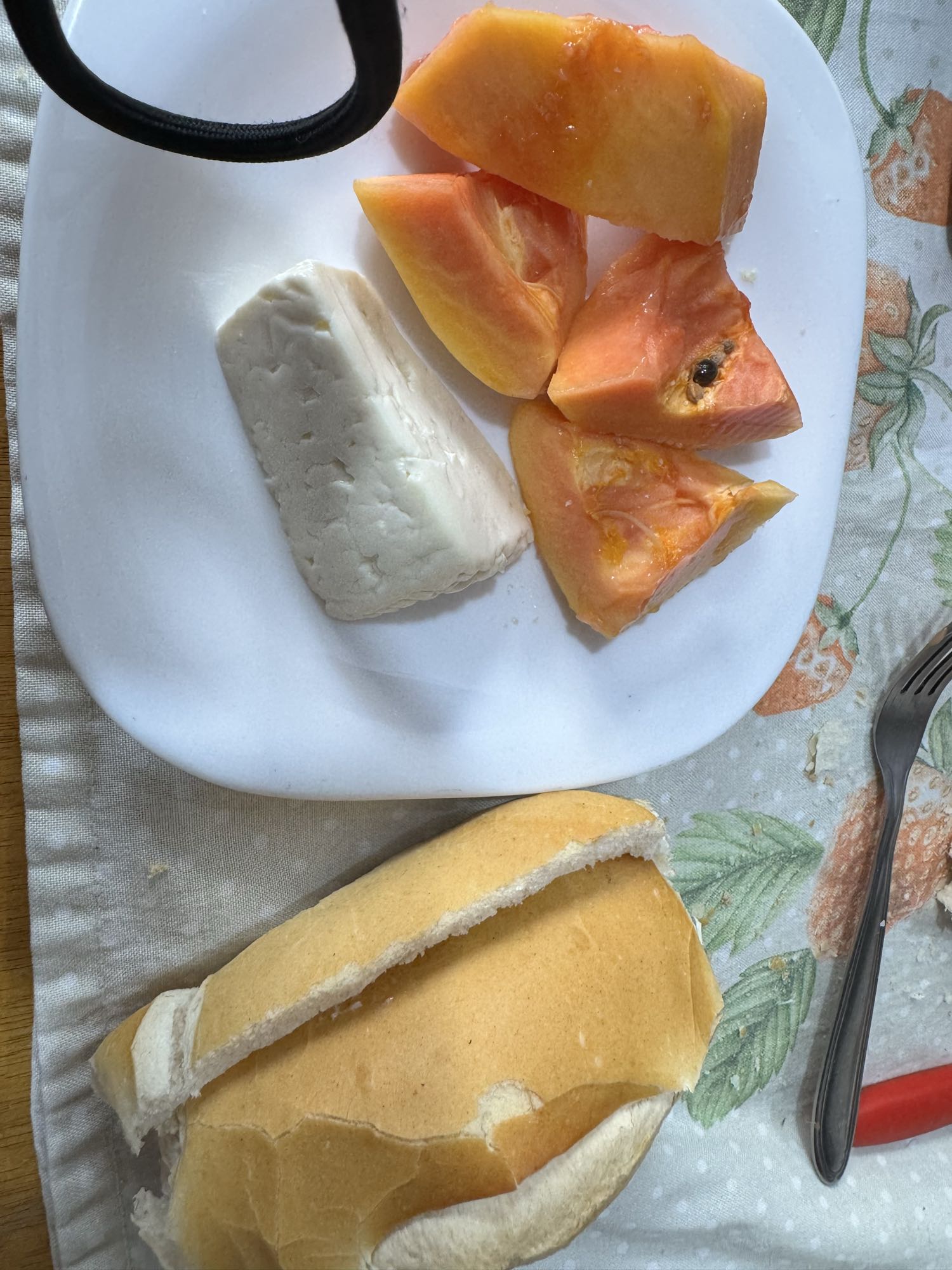 Café simples com mamão