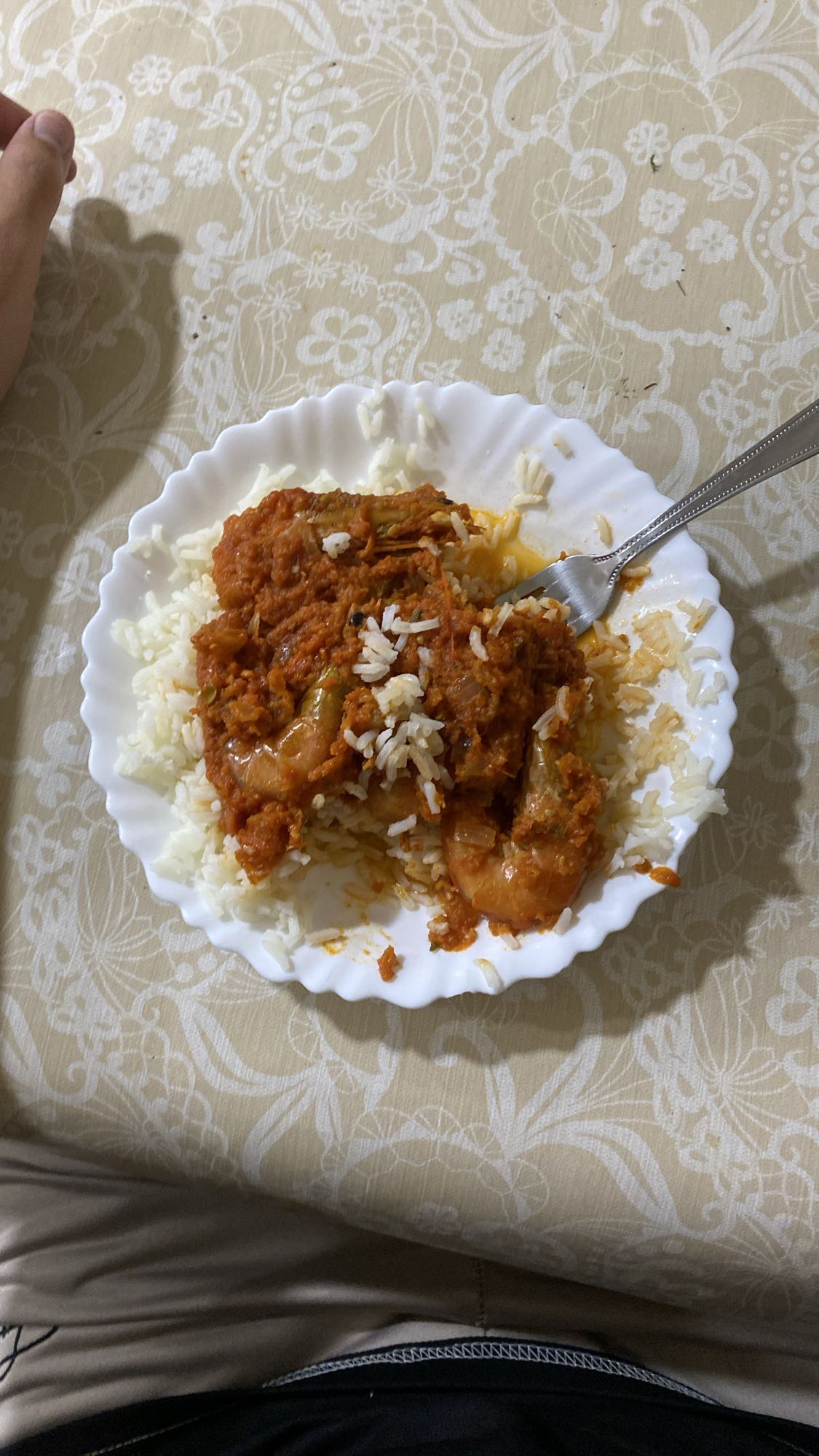 Riz et curry de crevettes