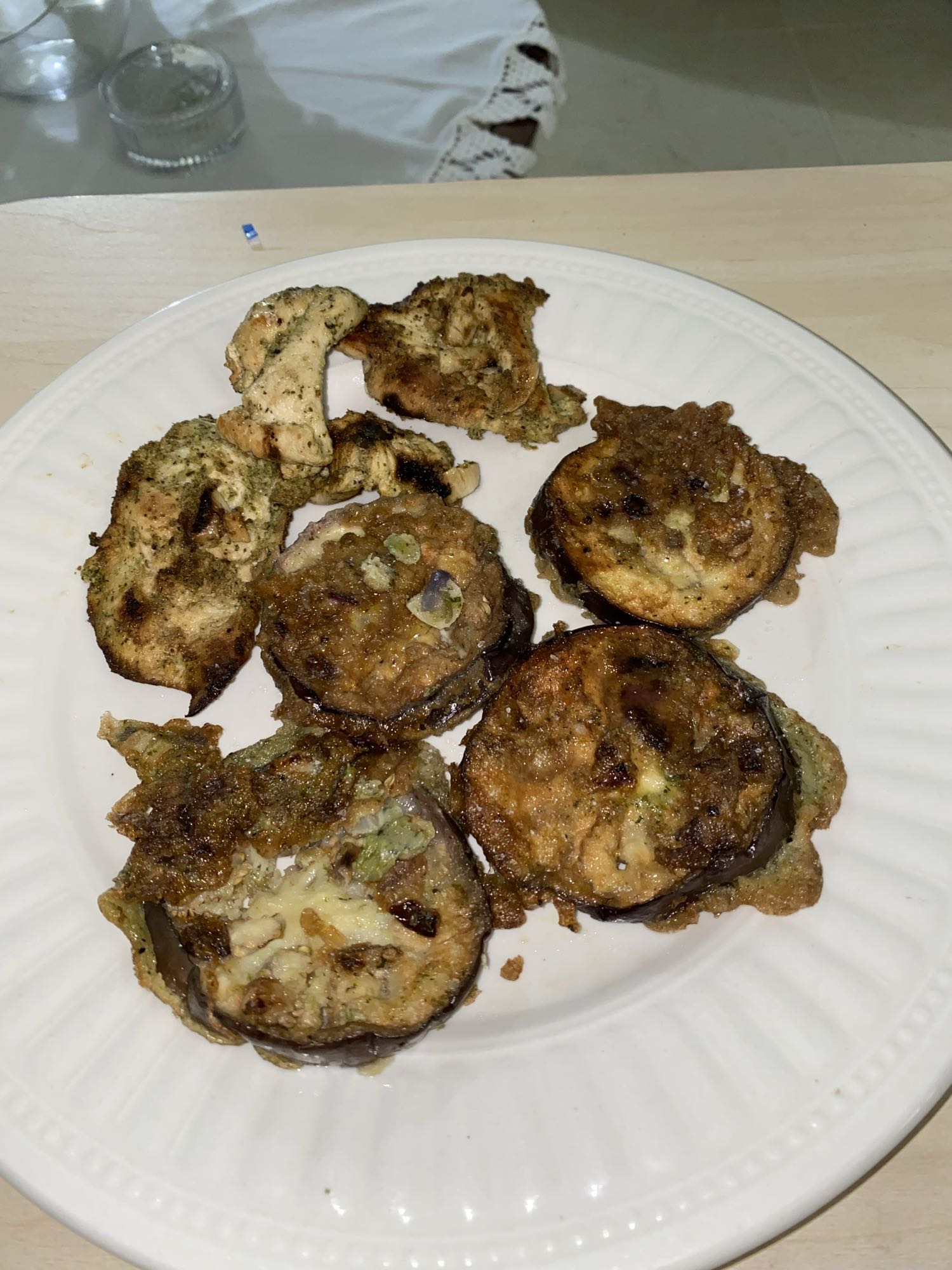 Berenjena y pollo a la plancha