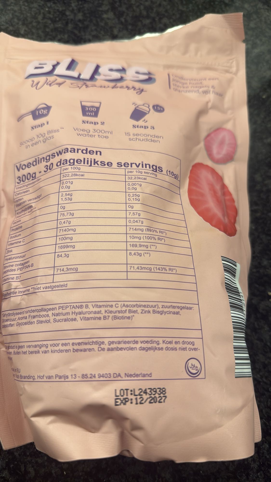 Bliss aardbei collageen shake