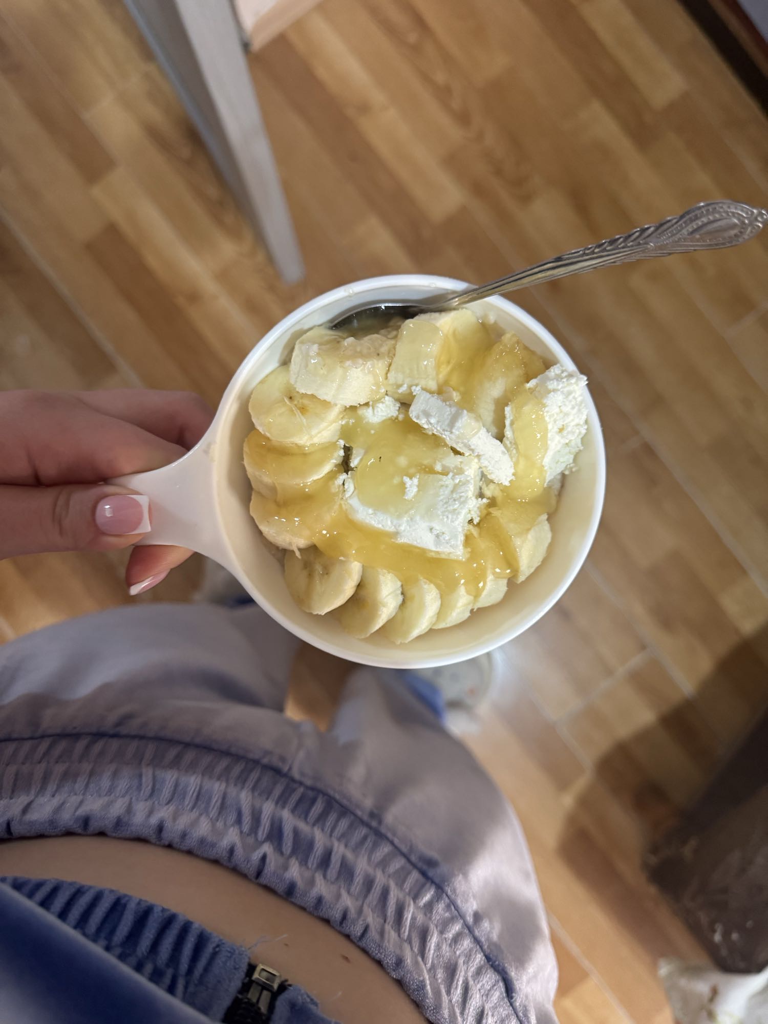 творог с бананом и мёдом