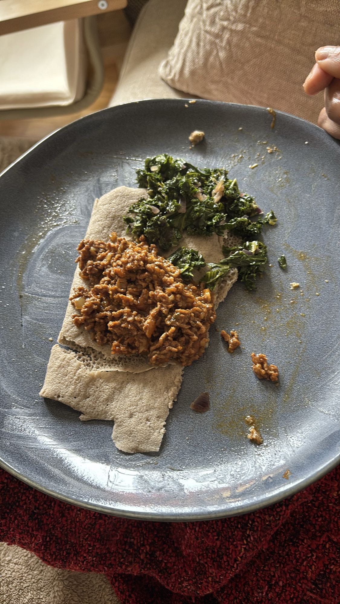 Injera med köttfärs och grönkål