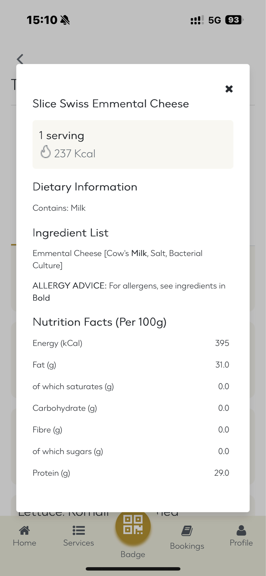 Swiss Emmental Cheese Slice