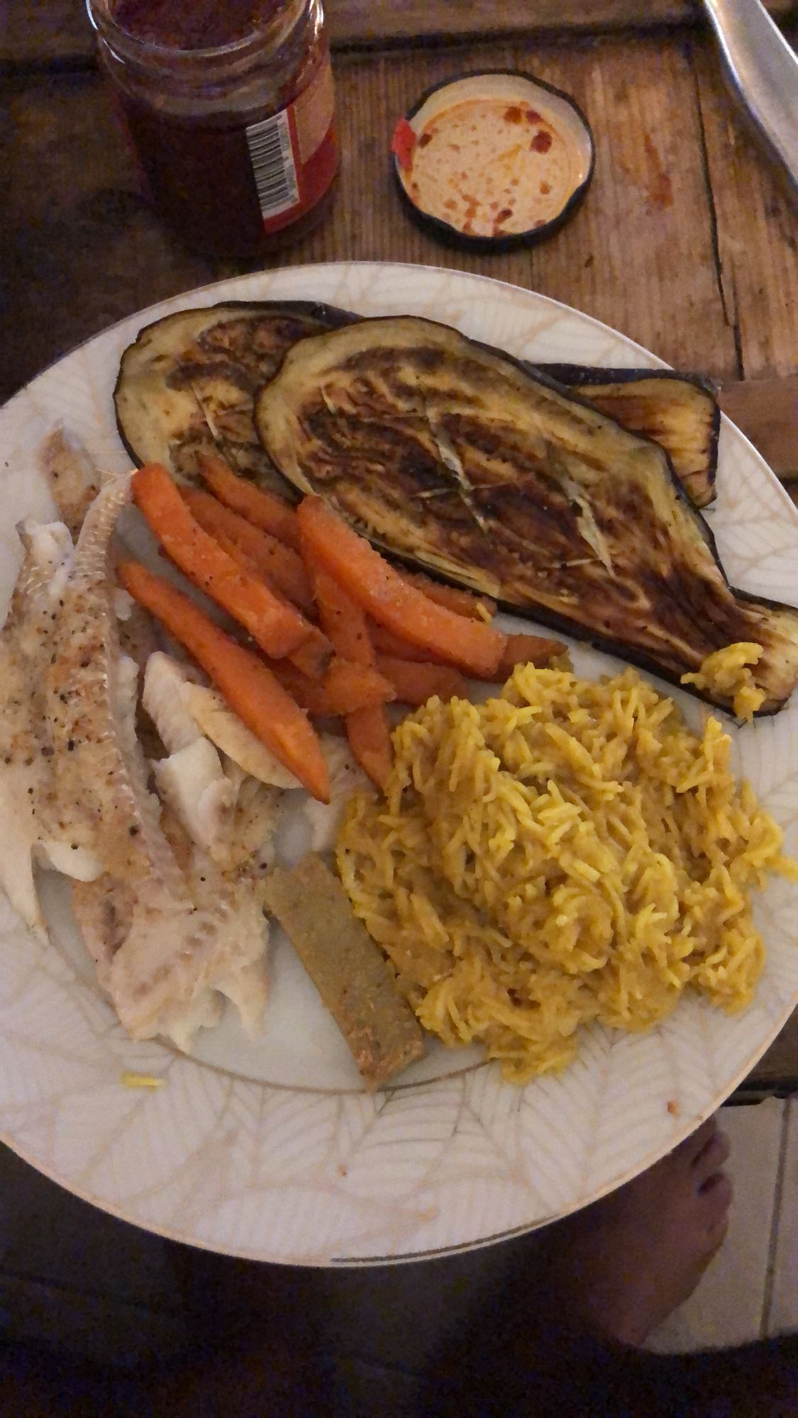 Poisson, riz et légumes