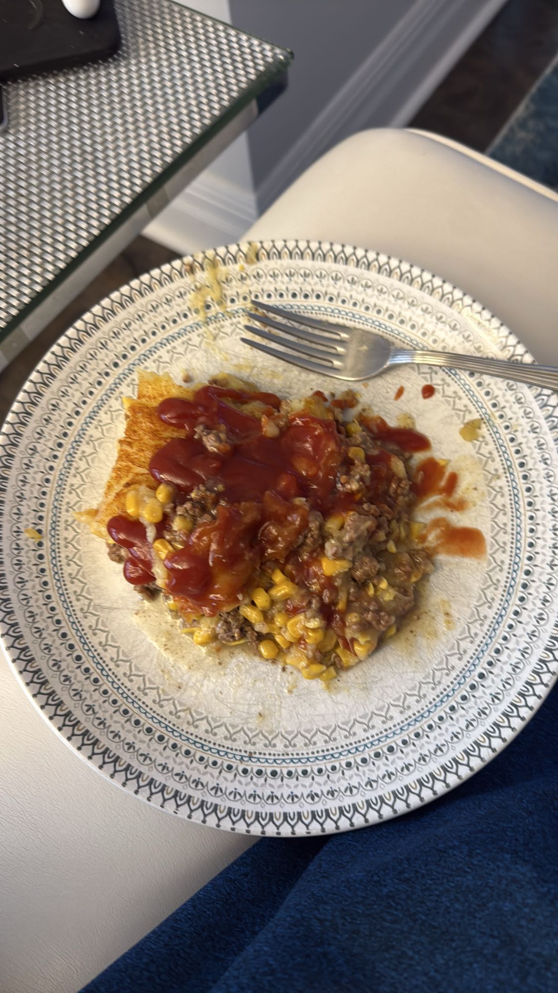 Tortilla boeuf maïs ketchup