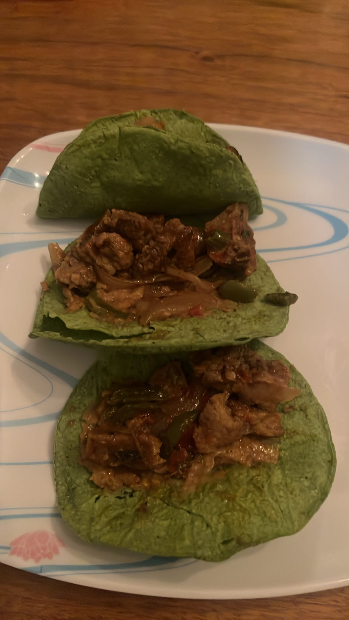 Tacos de espinaca y carne