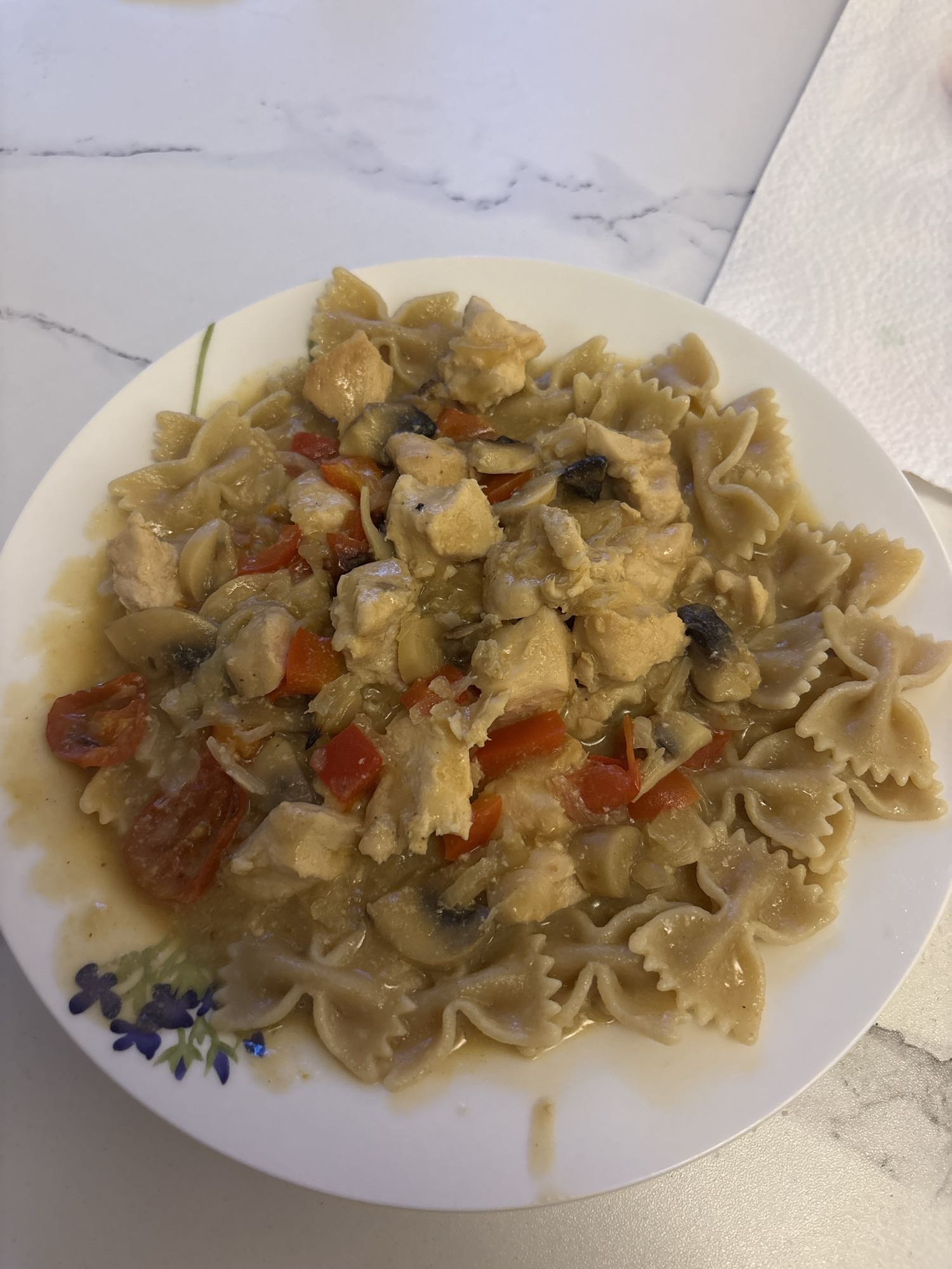 Kip-pasta met groenten