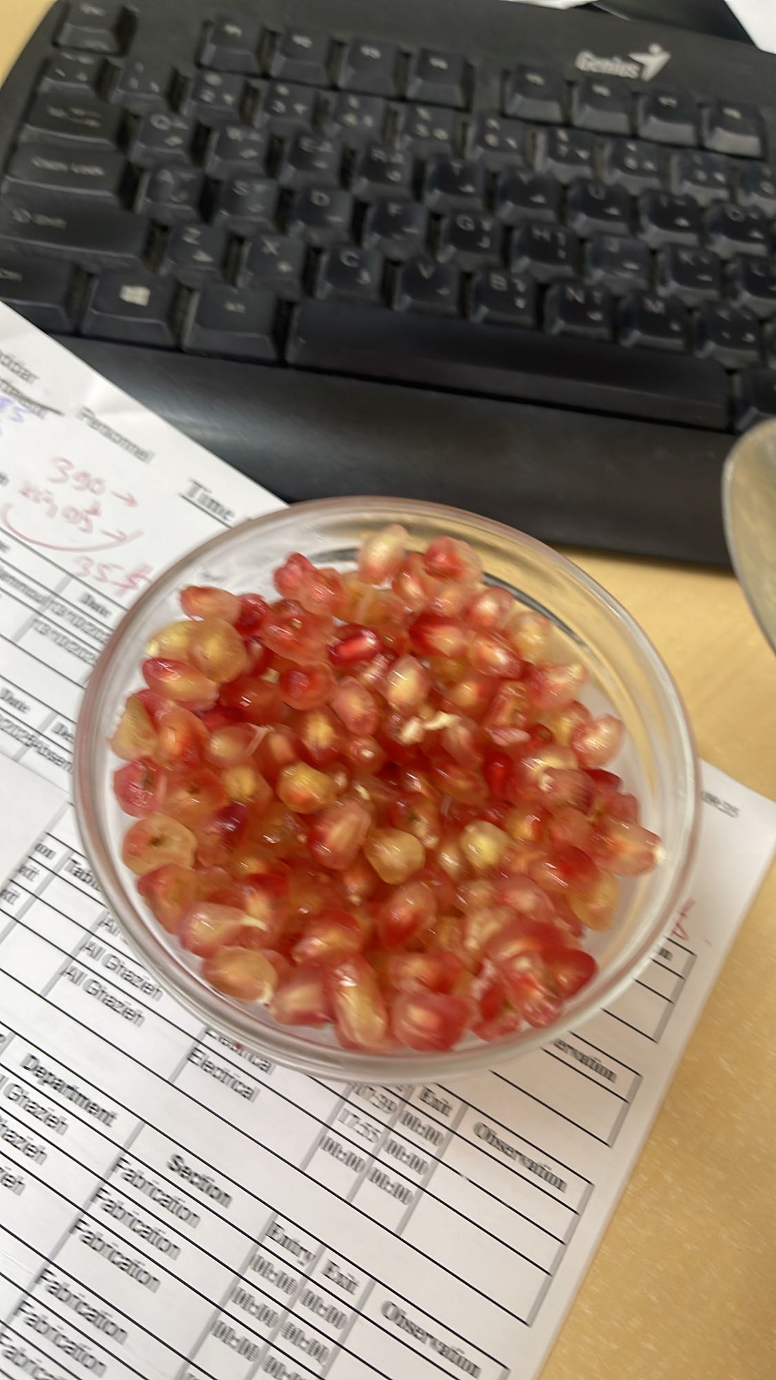 Pomegranate seeds bowl
