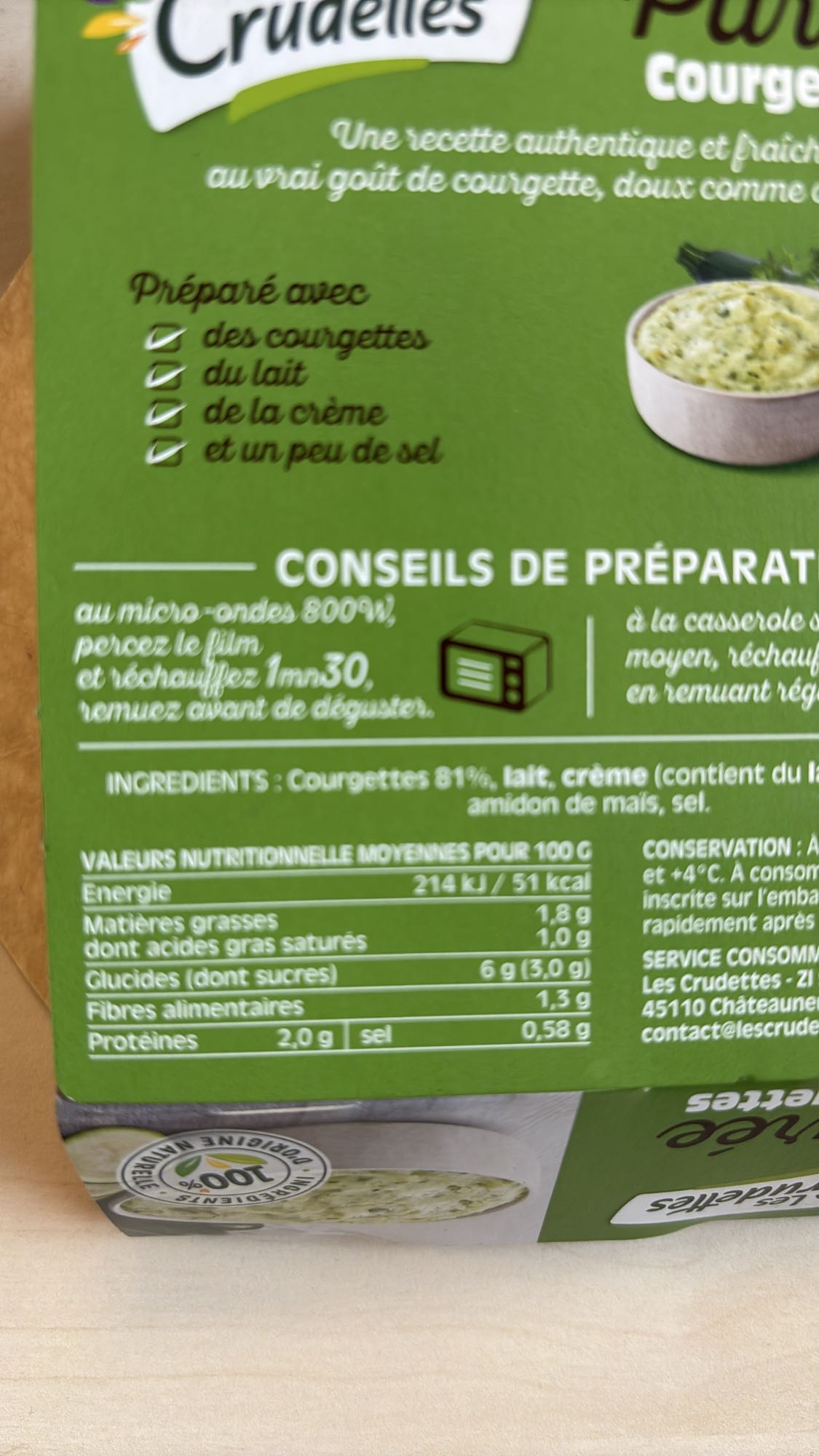 Purée courgette crème