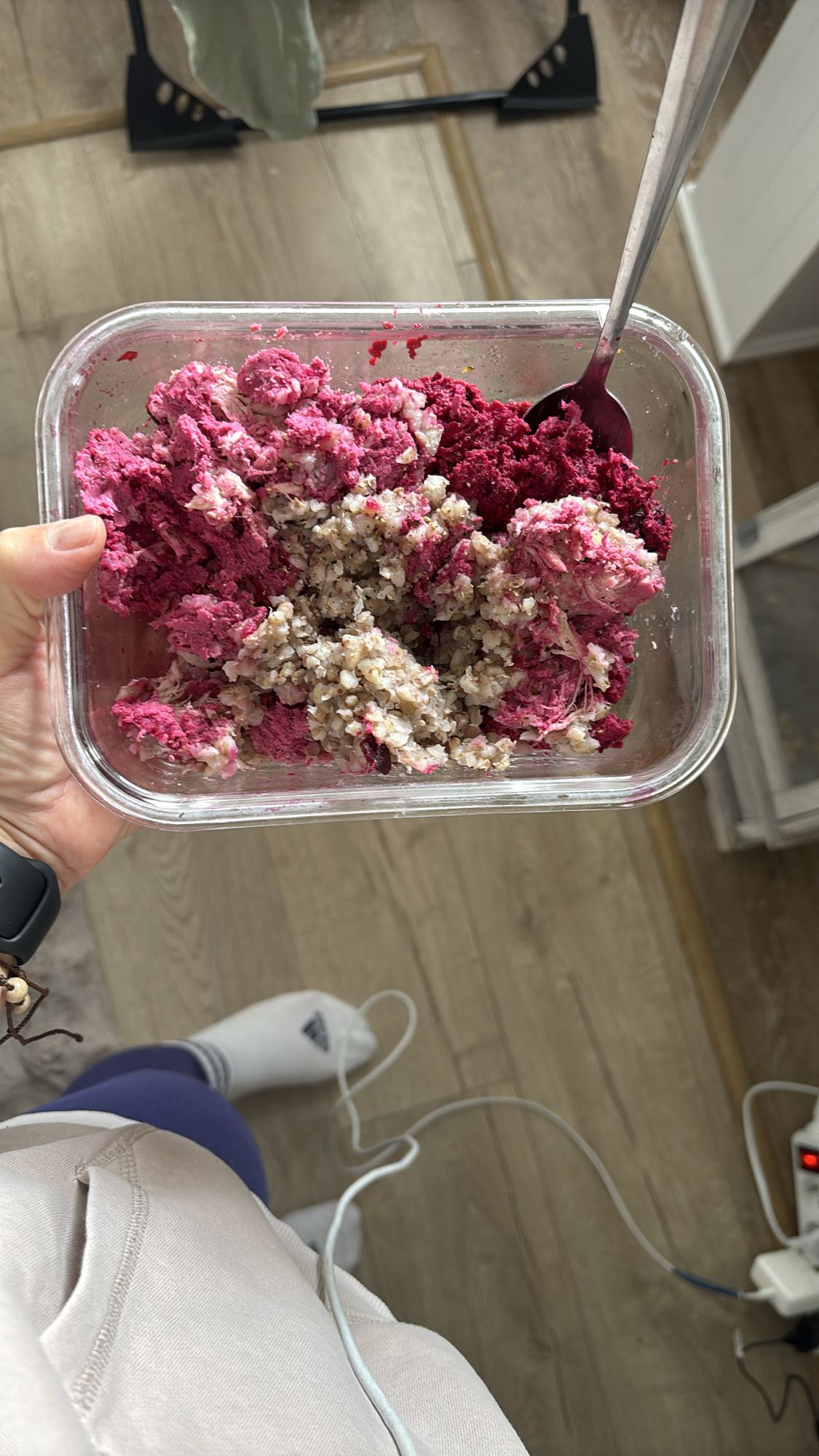 kasza z burakiem i twarogiem