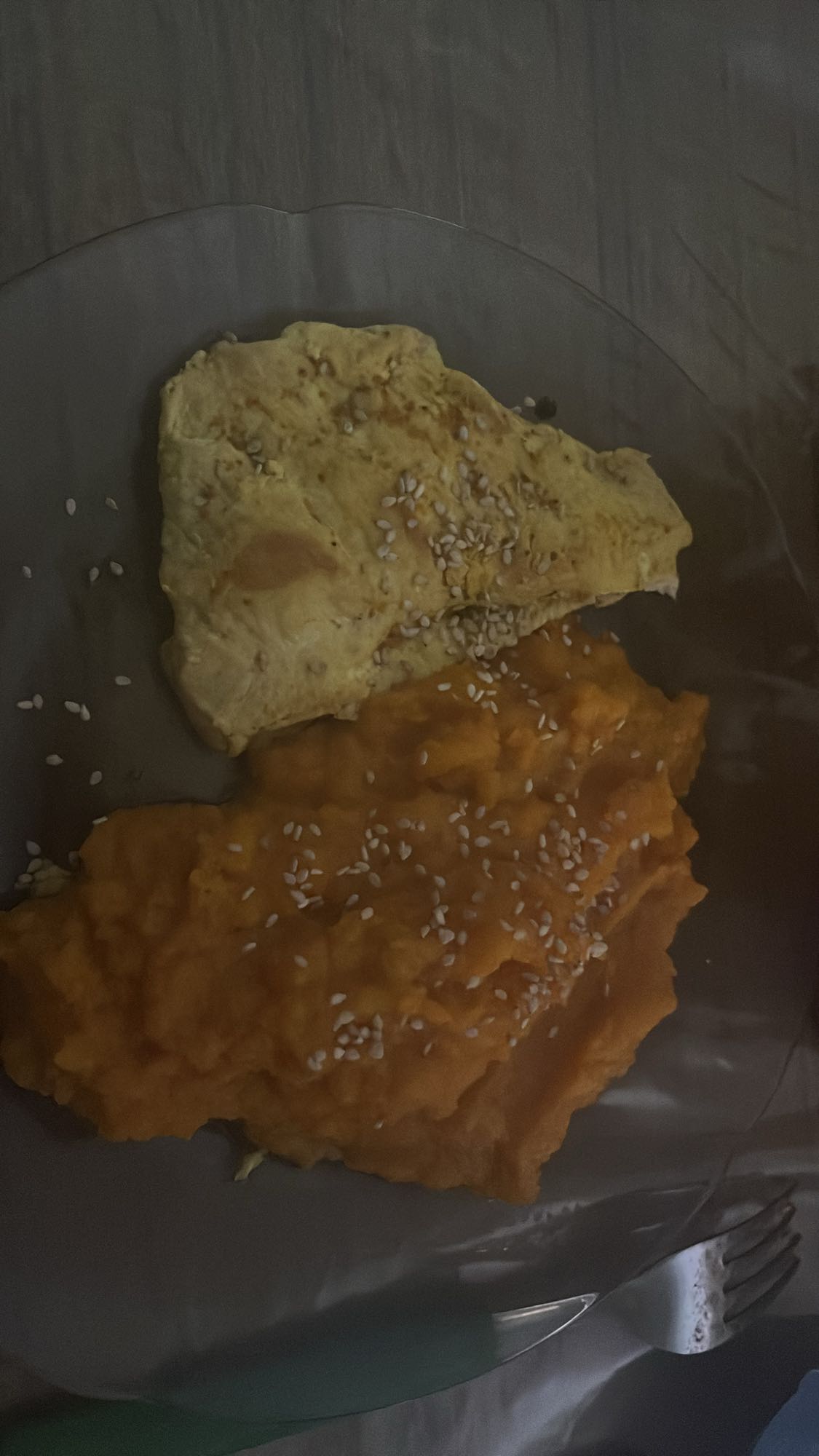 Tortilla y puré de calabaza