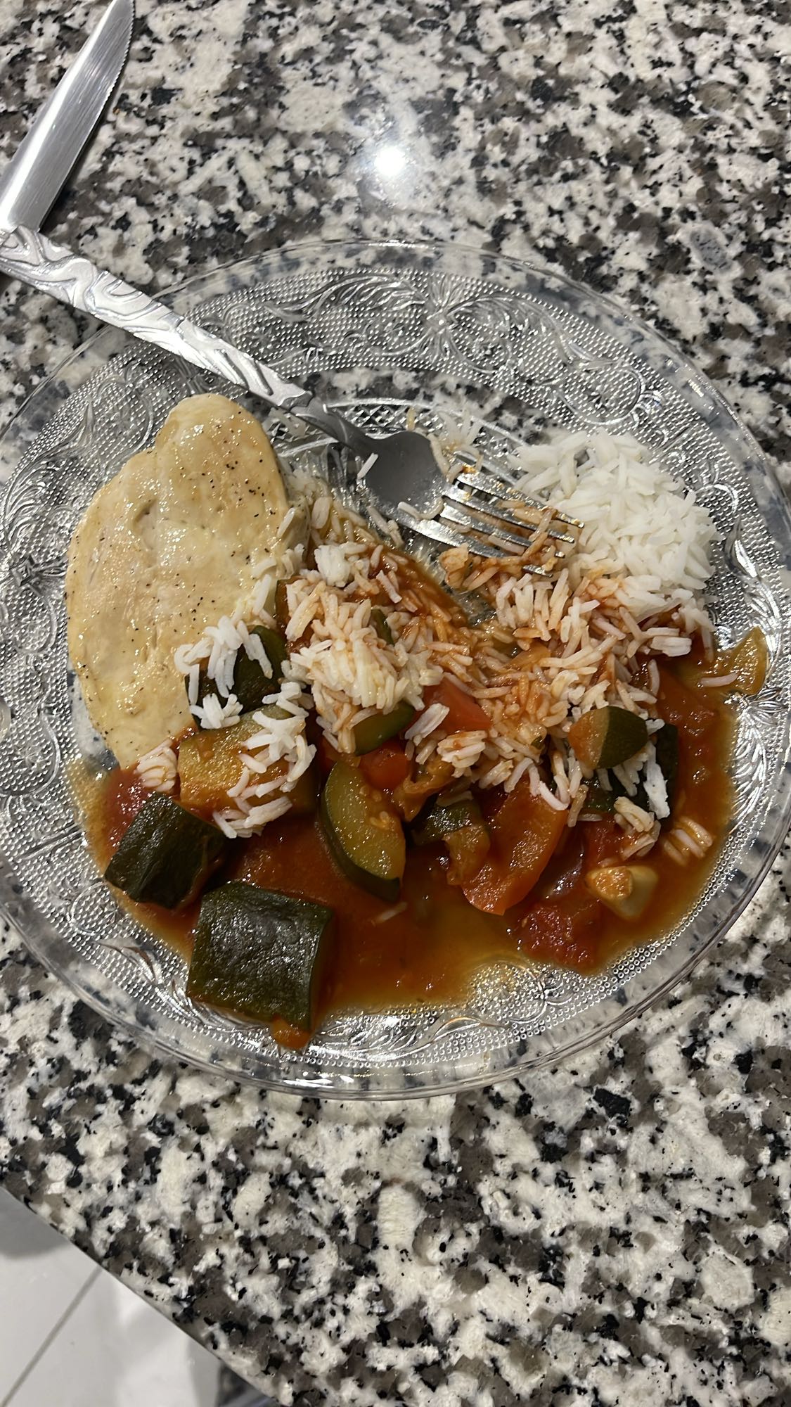 Poulet, riz et ratatouille