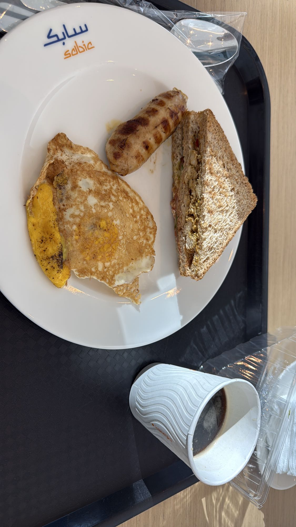 Egg, sausage & sandwich breakfast