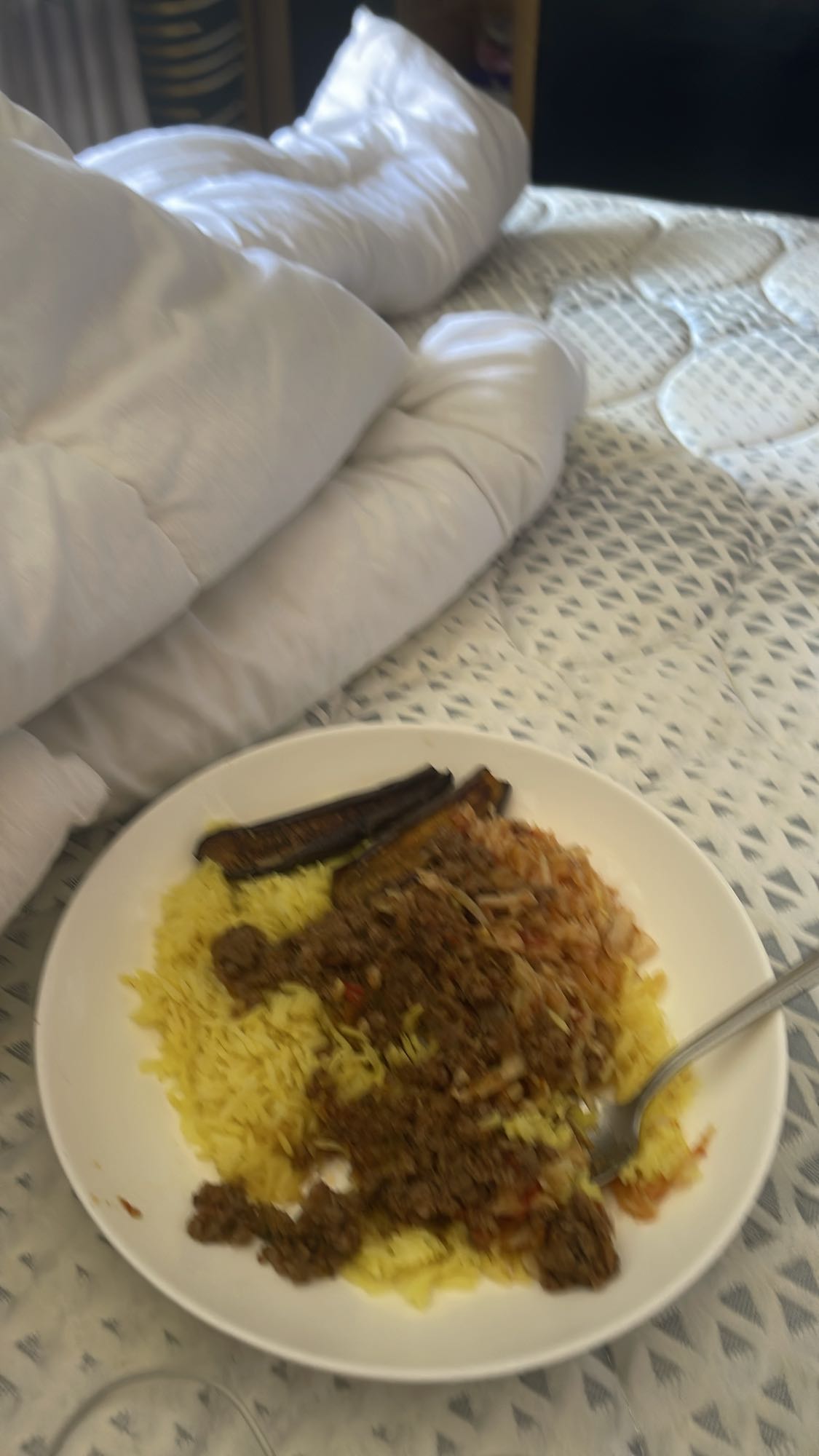 Rice with beef and eggplant