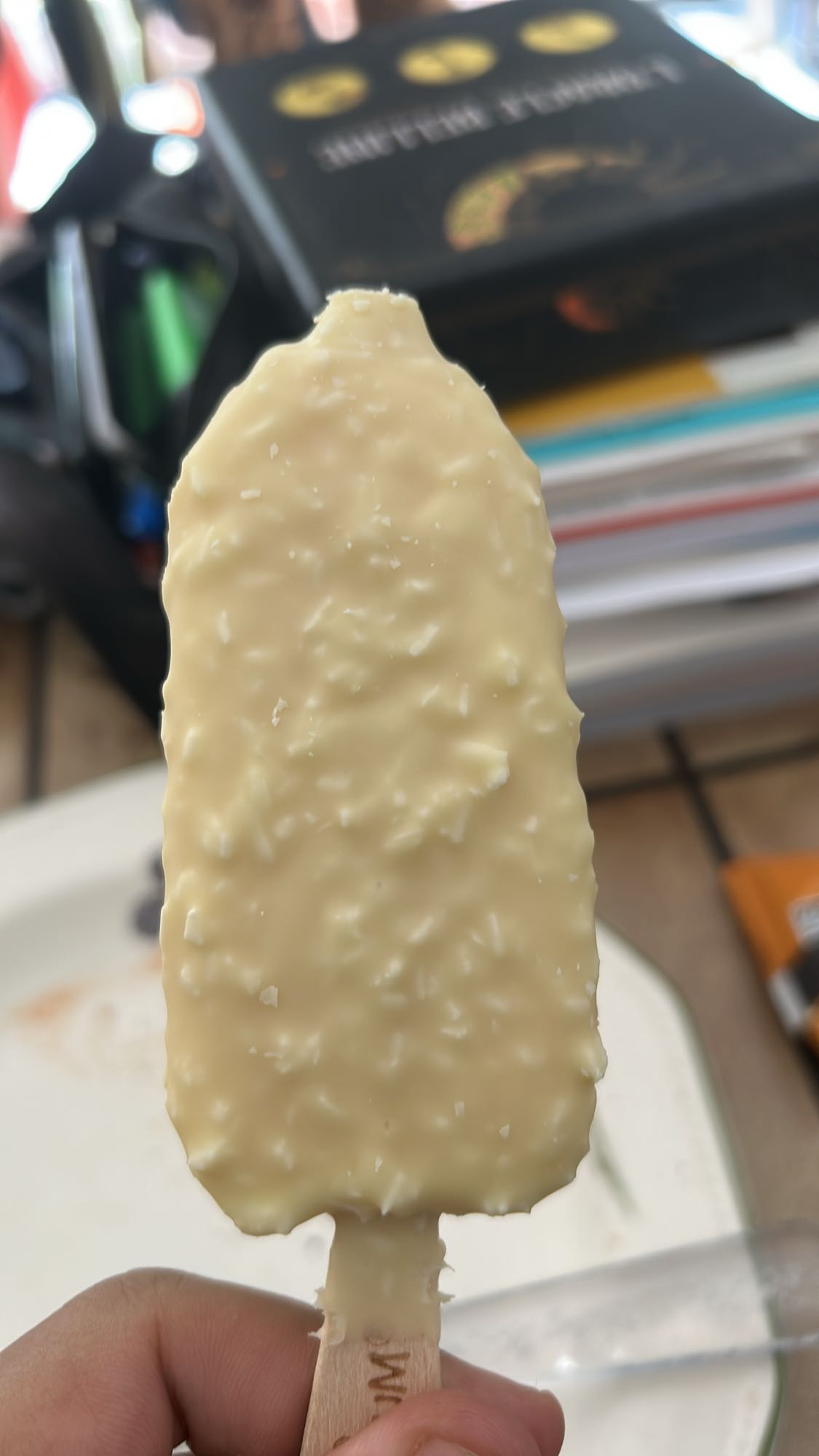 Glace bâtonnet chocolat blanc
