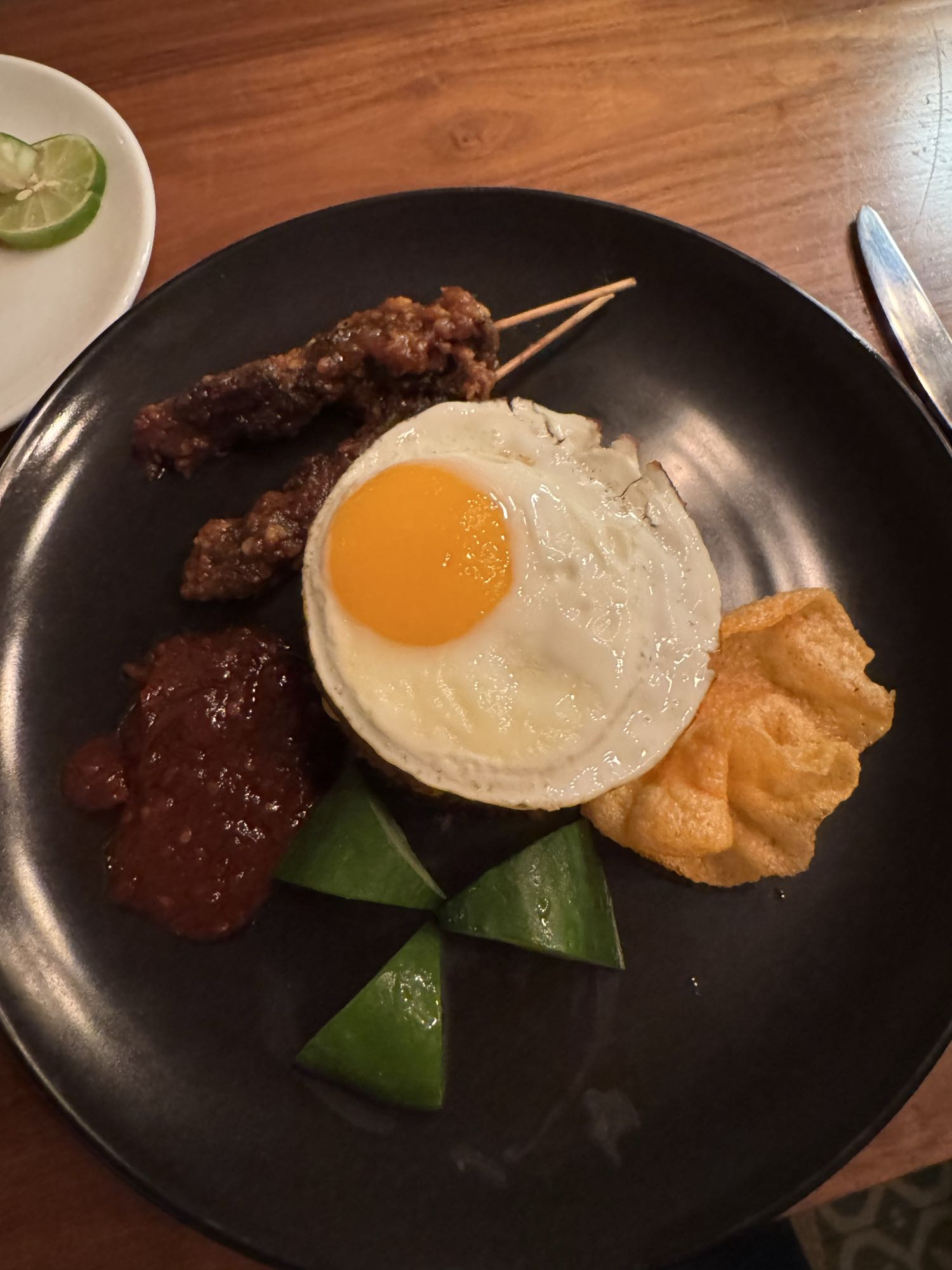 Satay with Egg & Crackers