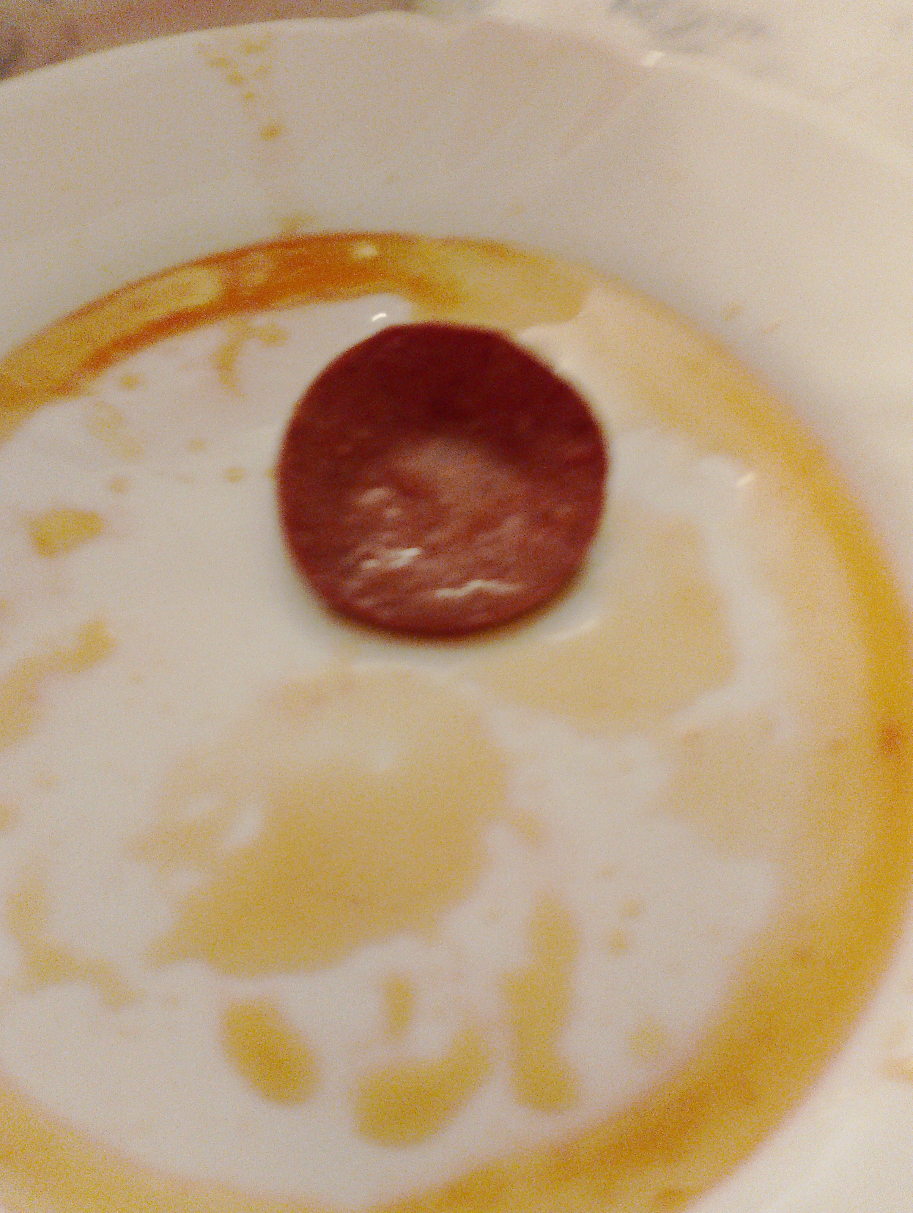 Cream and Pepperoni Plate