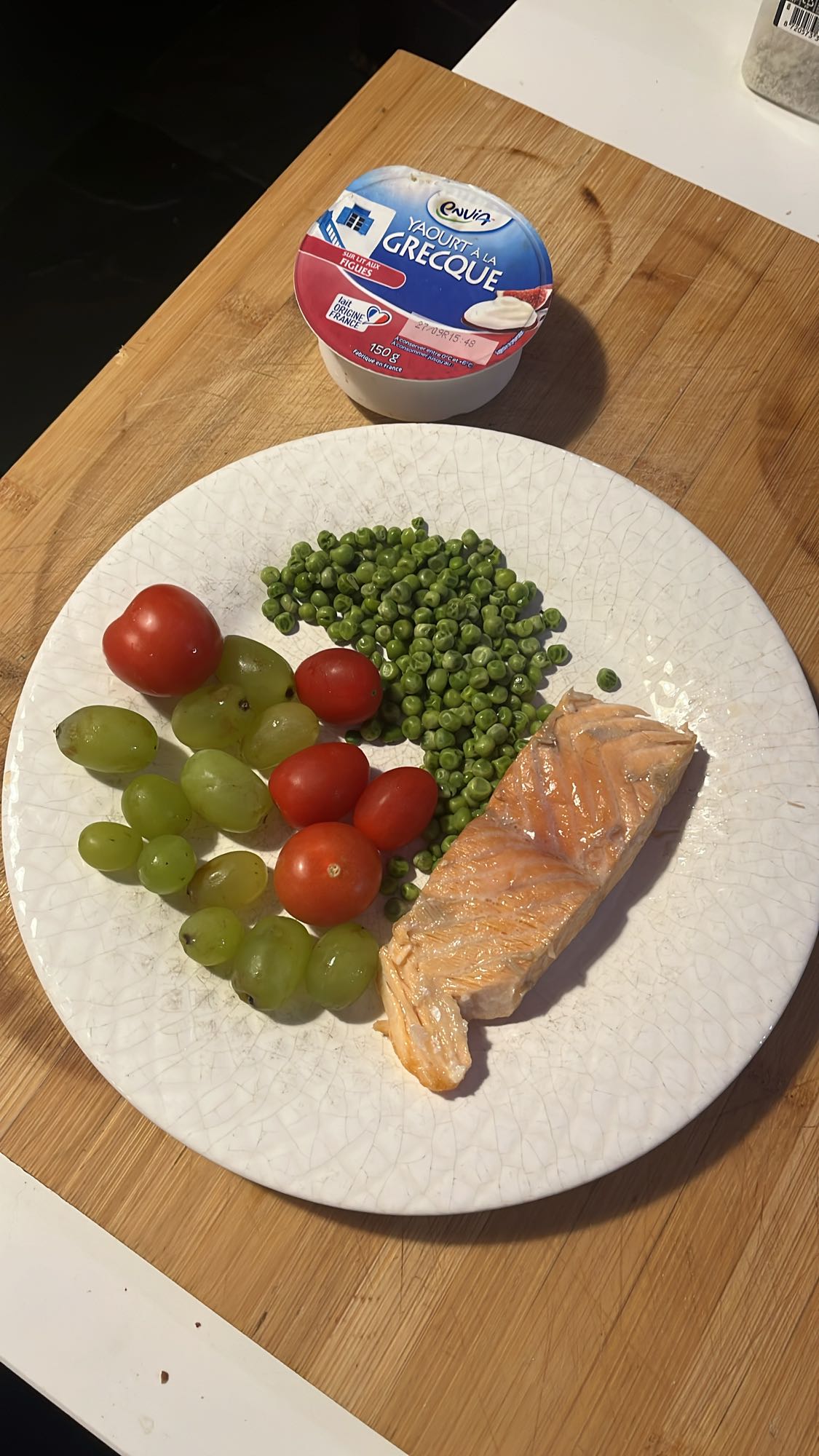 Saumon, légumes et yaourt