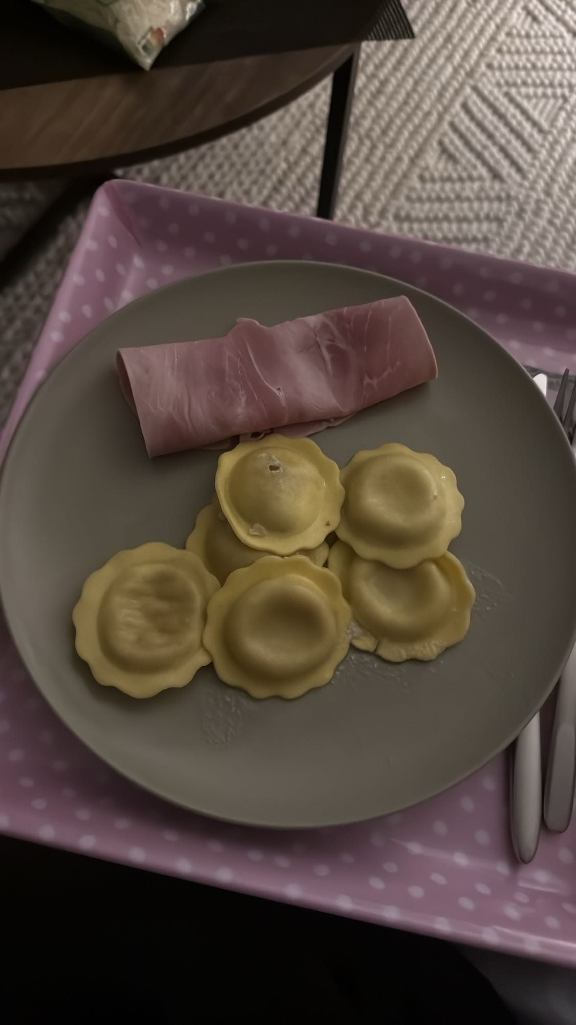 Raviolis et jambon